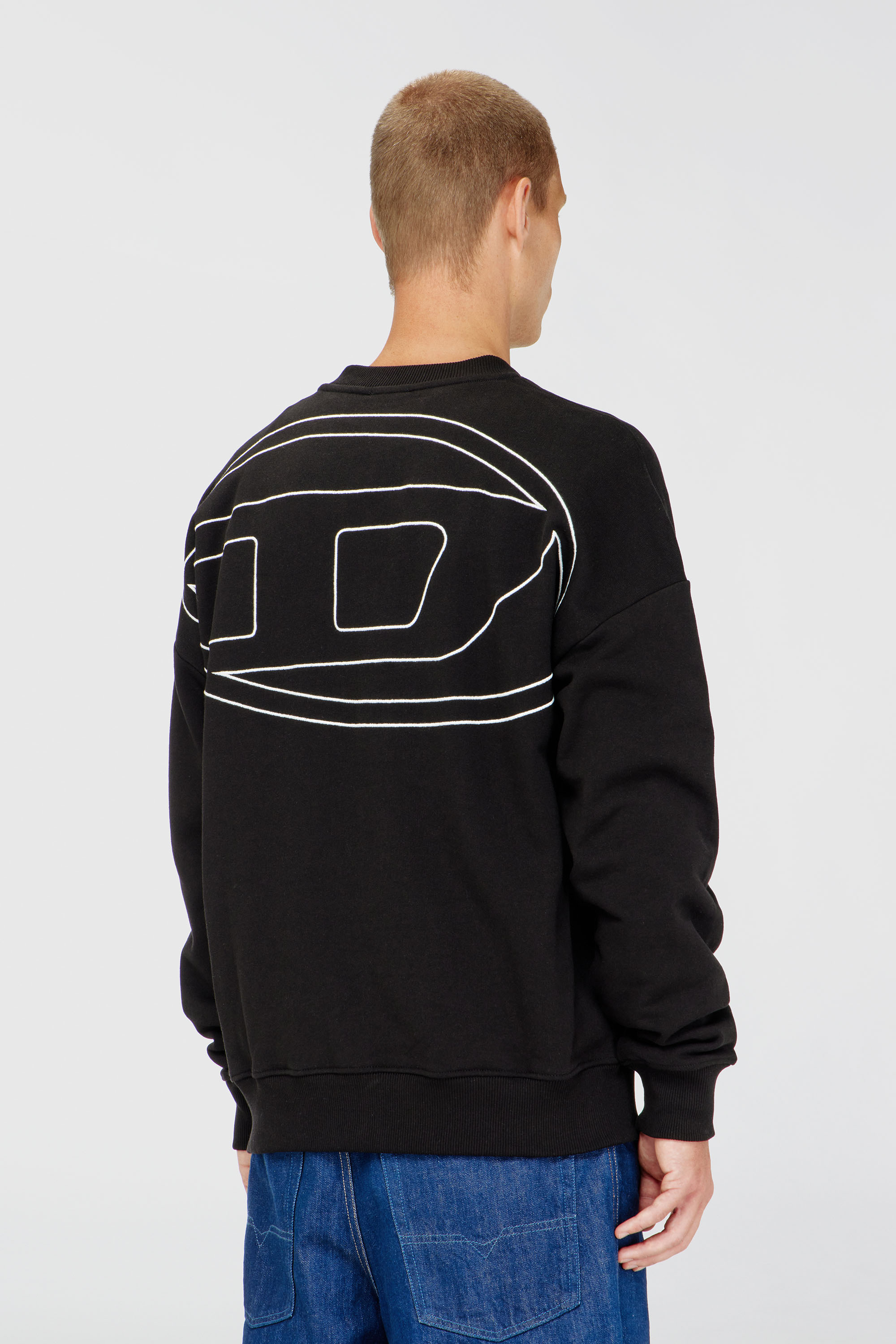 Diesel - S-ROB-MEGOVAL-D, Man's Sweatshirt with logo embroidery in Black - 4