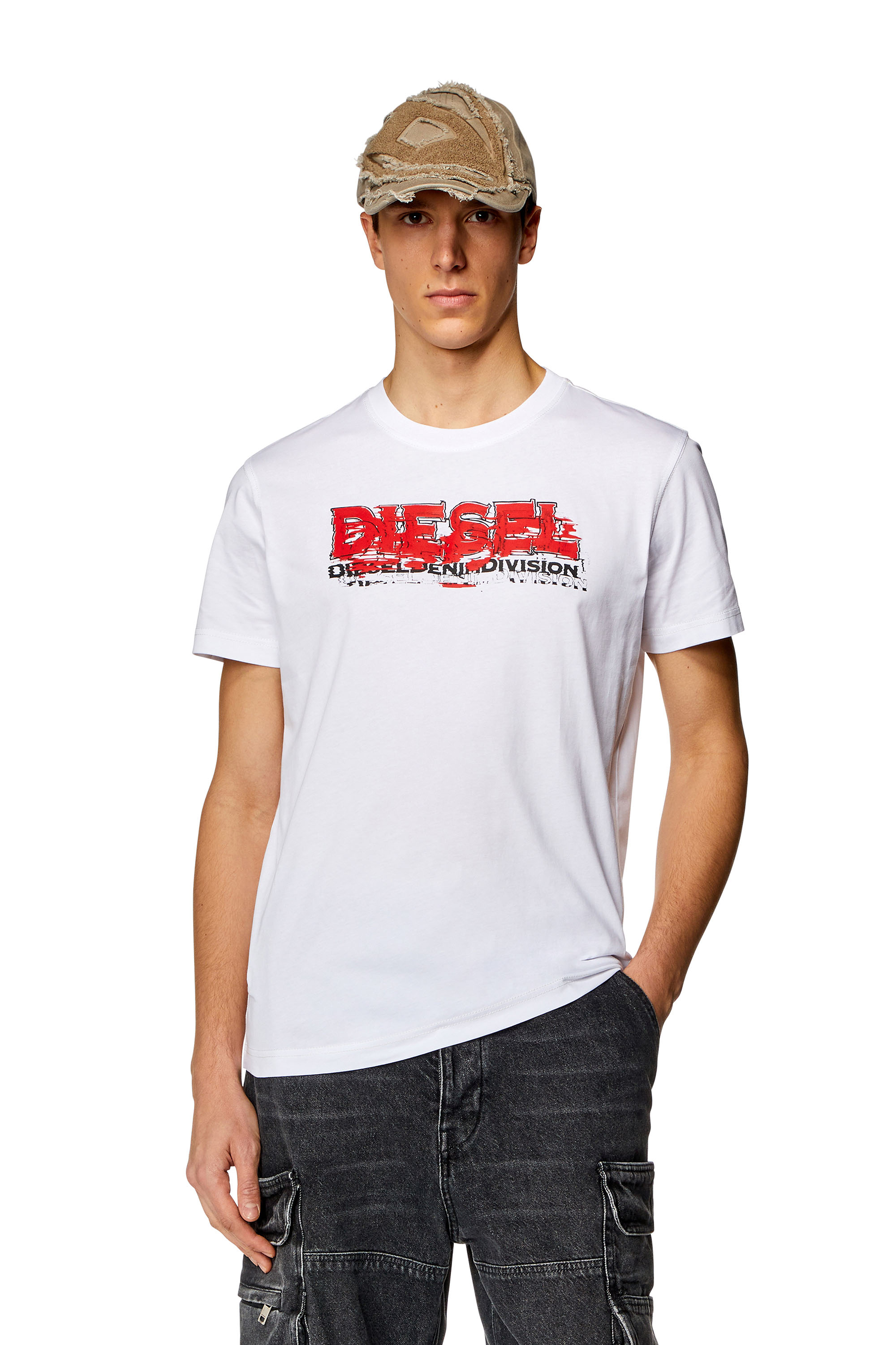 Diesel - T-DIEGOR-K70, Man T-shirt with glitchy logo in White - Image 1