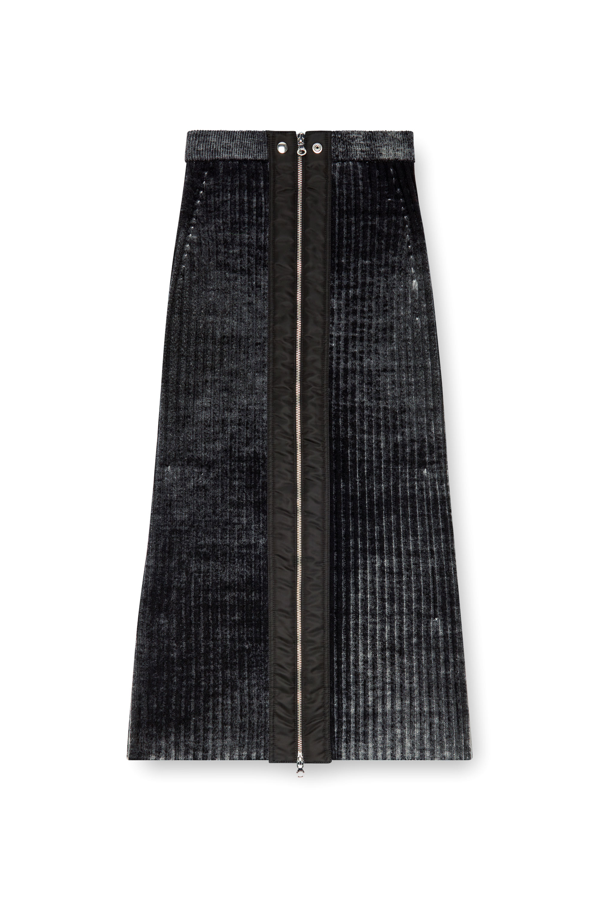 Diesel - M-ASI, Woman Midi skirt in treated wool knit in Black - Image 5