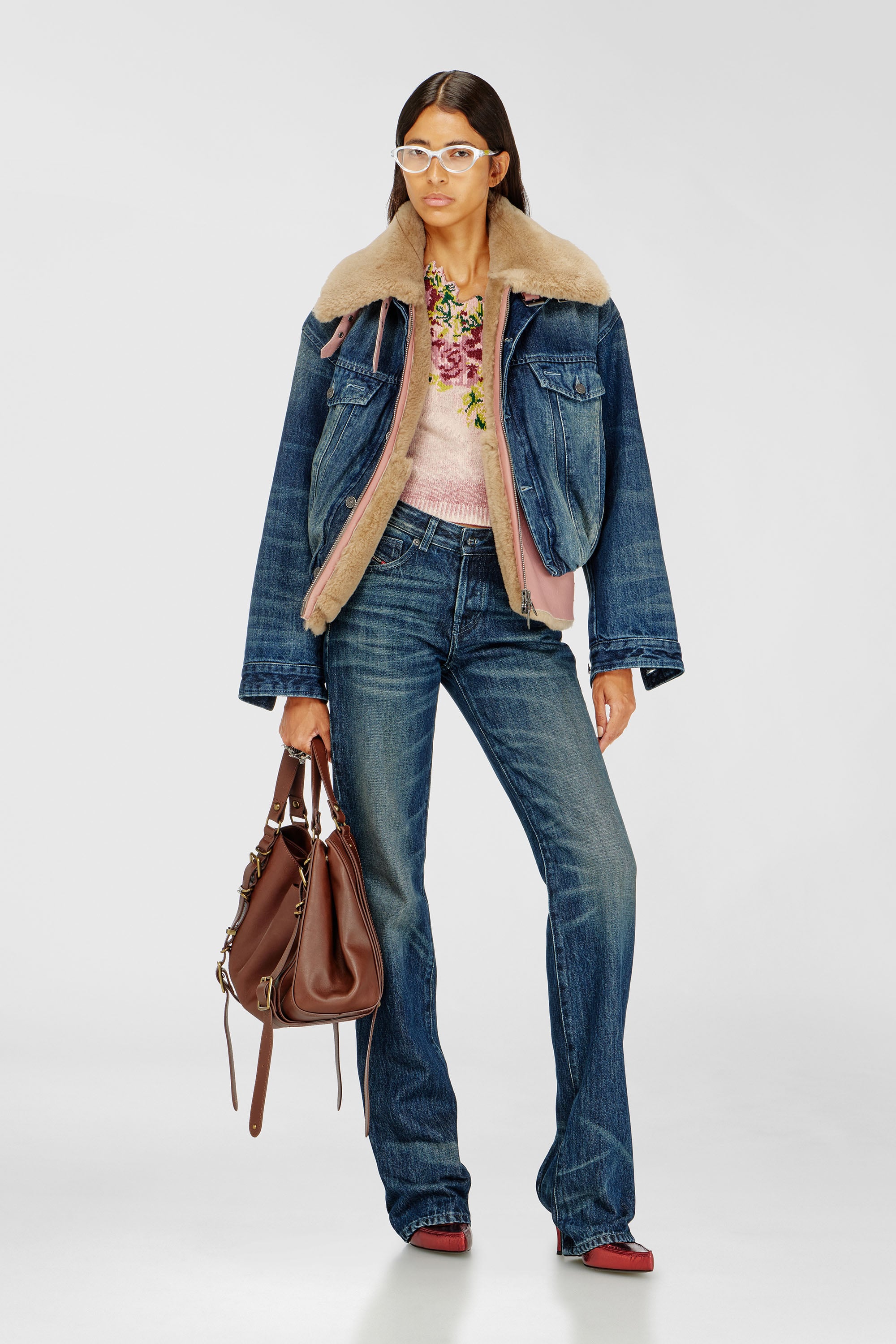 Diesel - DE-MORVI-FSJ, Woman's Elasticated trucker jacket in denim in Dark Blue - 2