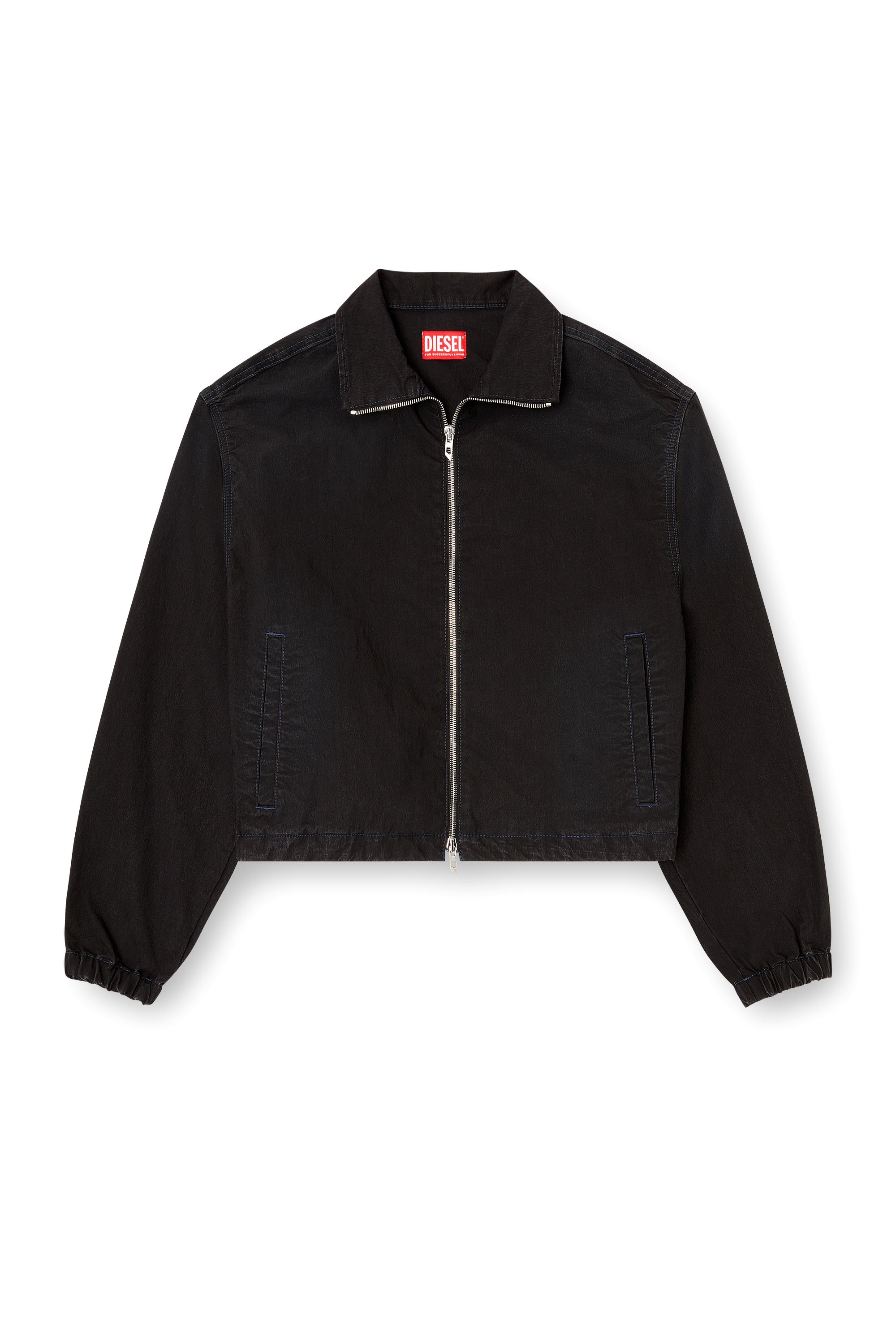 Diesel - DE-SANDERZ JOGG, Woman's High-neck technical JoggJeans jacket in Black - 3
