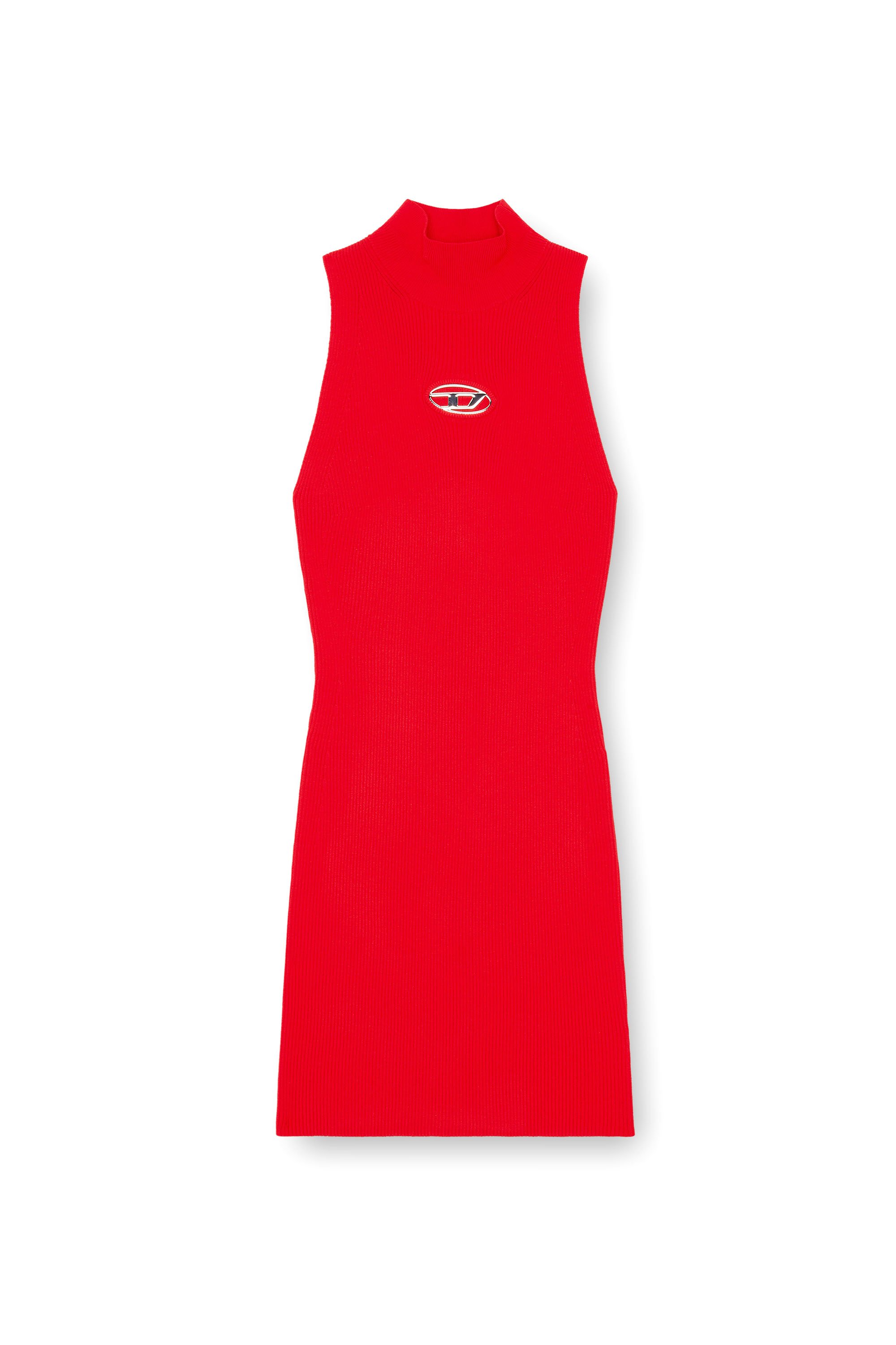 Diesel - M-ONERVAX, Woman Short turtleneck dress in ribbed knit in Red - Image 4