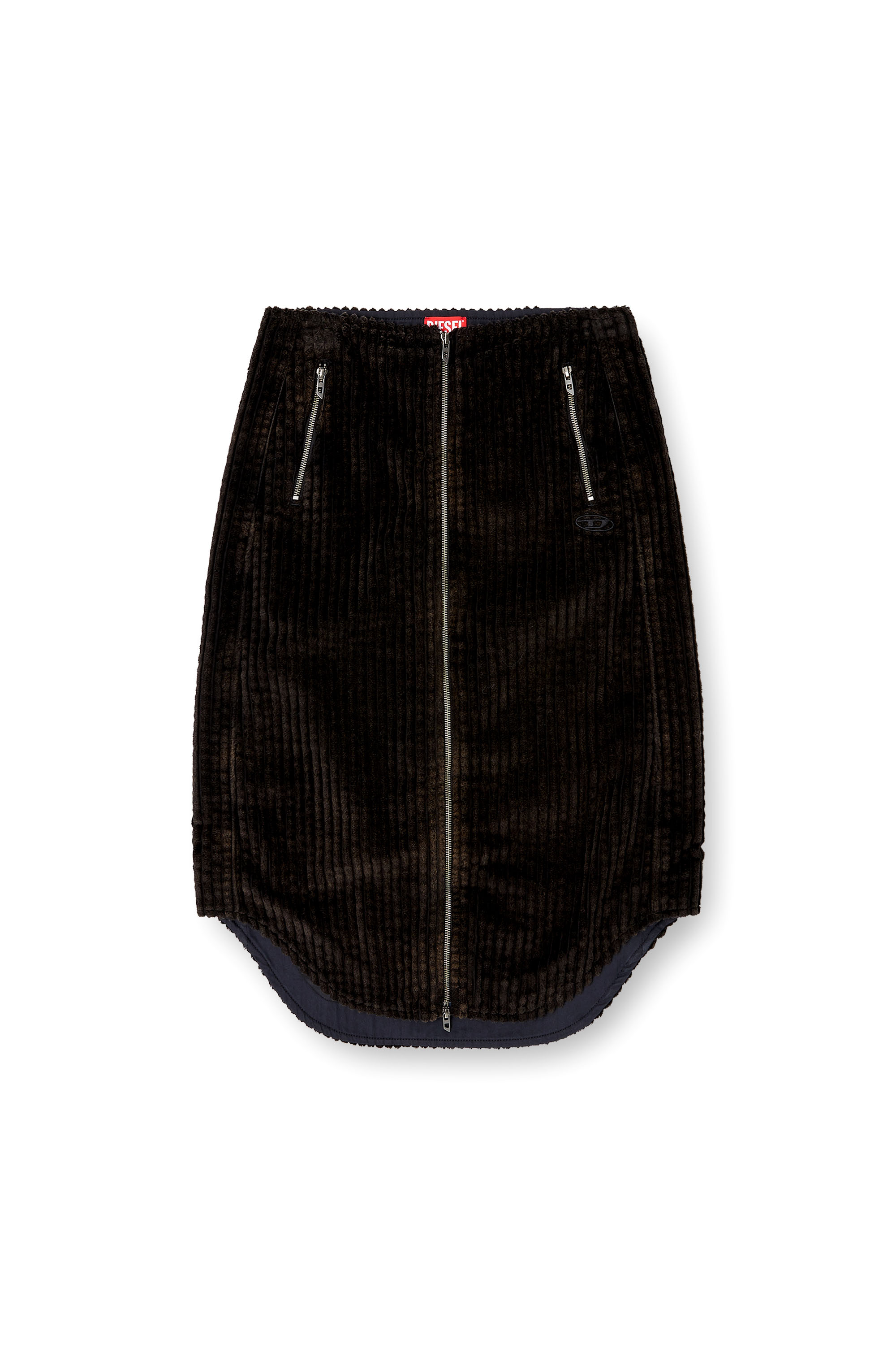 Diesel - O-LLIPOP, Woman's Cotton midi skirt with zipper in Black - 3