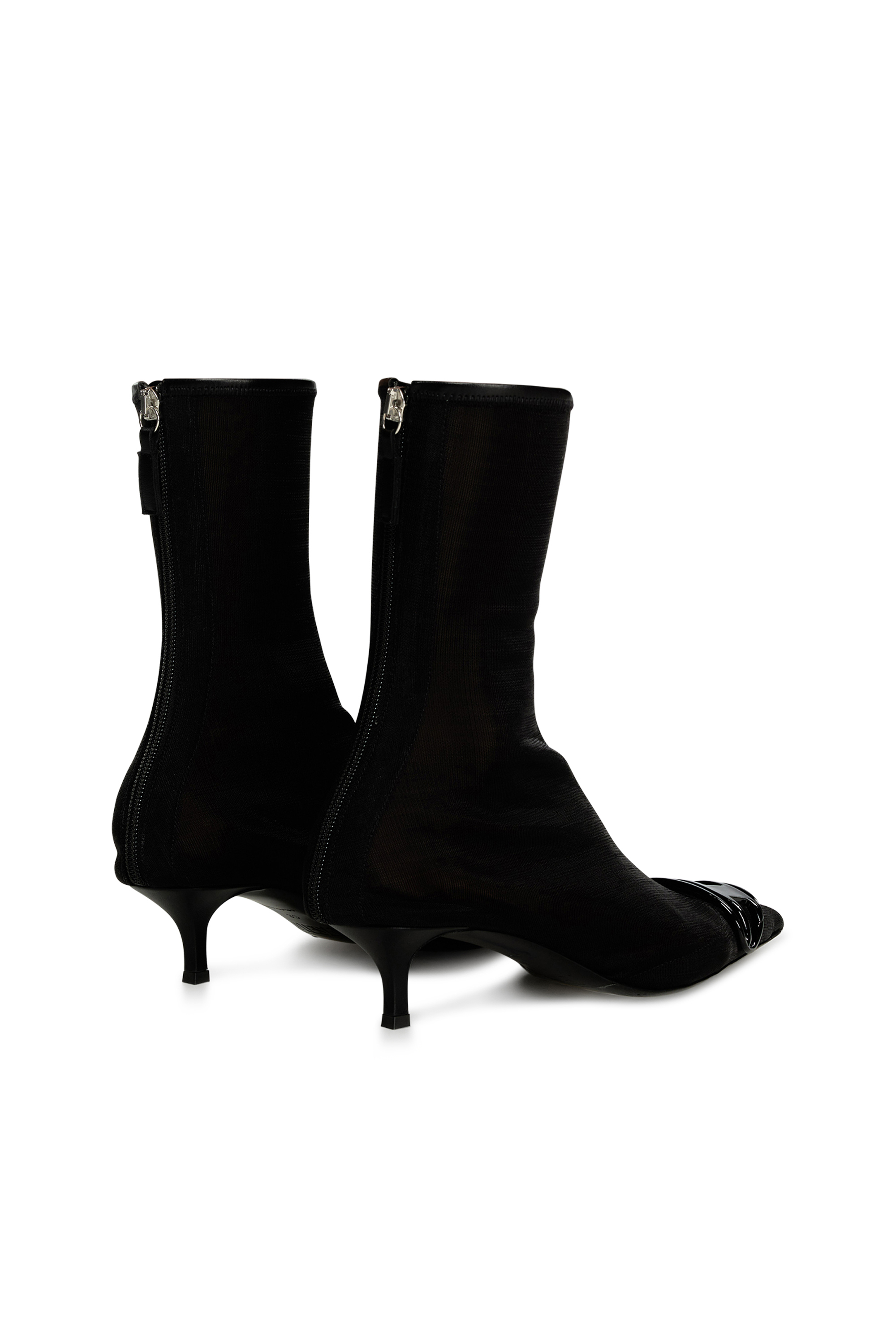 Diesel - D-VENUS KITTIE BT, Woman's D-Venus-Stretch-mesh ankle boots with kitten heel in Black - 3