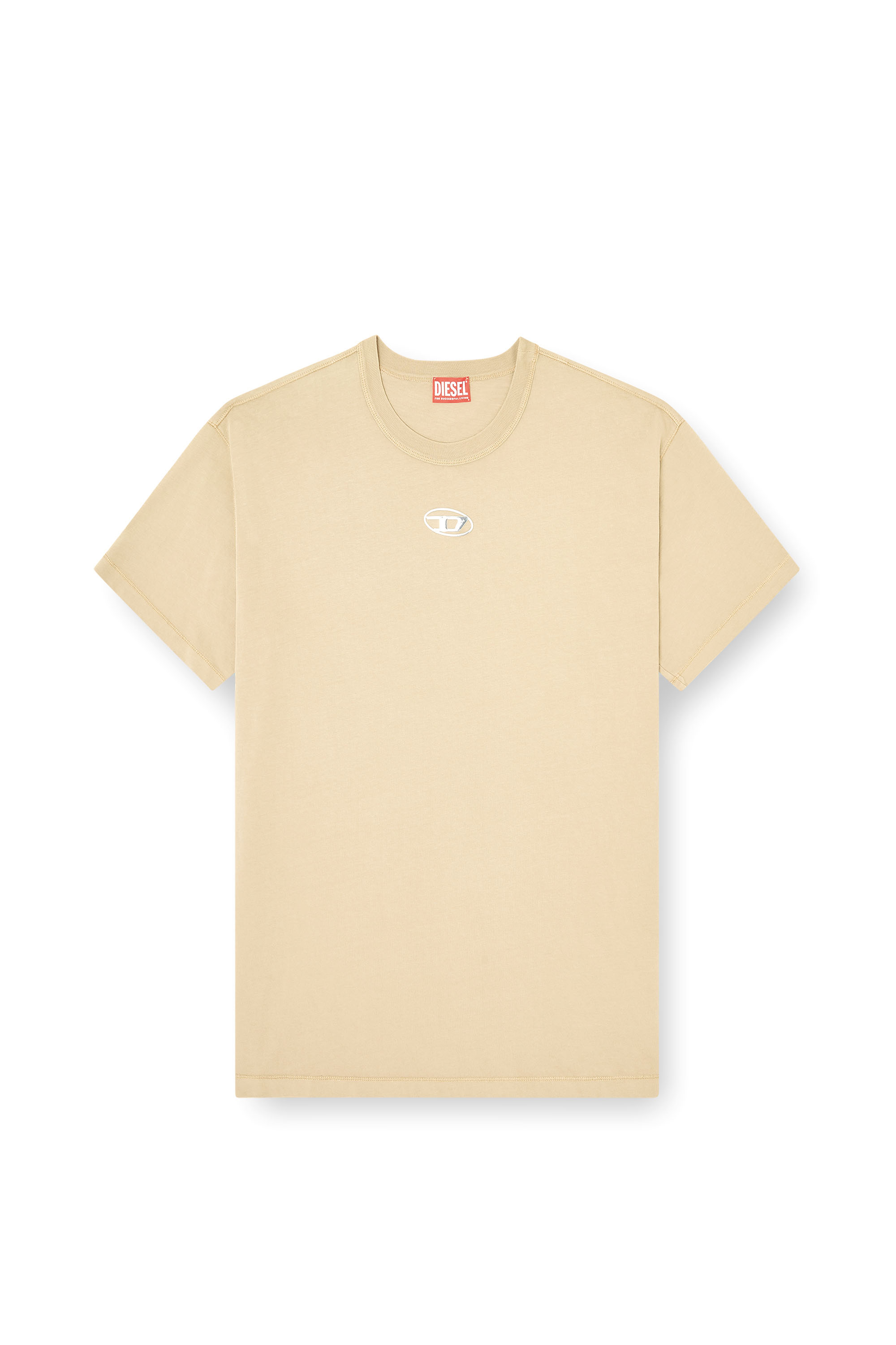 Diesel - T-NORM-IOD, Man's Light cotton T-shirt with metallic Oval D logo in Beige - 2