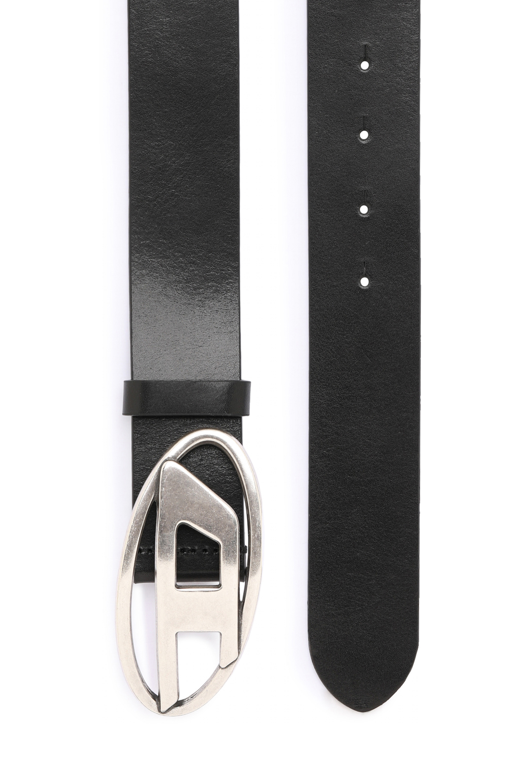 Diesel - B-1DR, Man's 3.9cm leather belt with D buckle in Black - 2