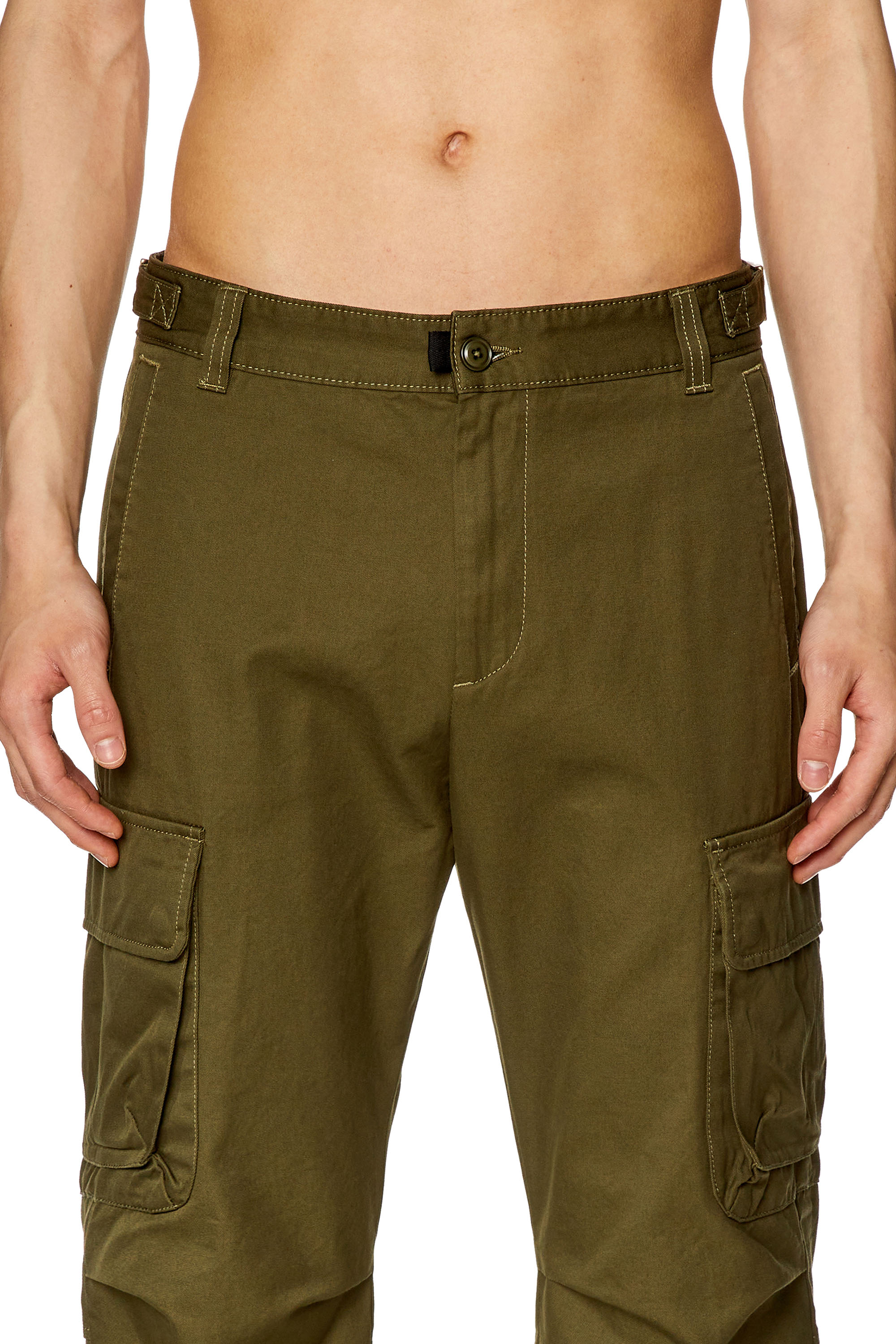 Diesel - P-ARGYM, Man Twill cargo pants in organic cotton in Green - Image 5
