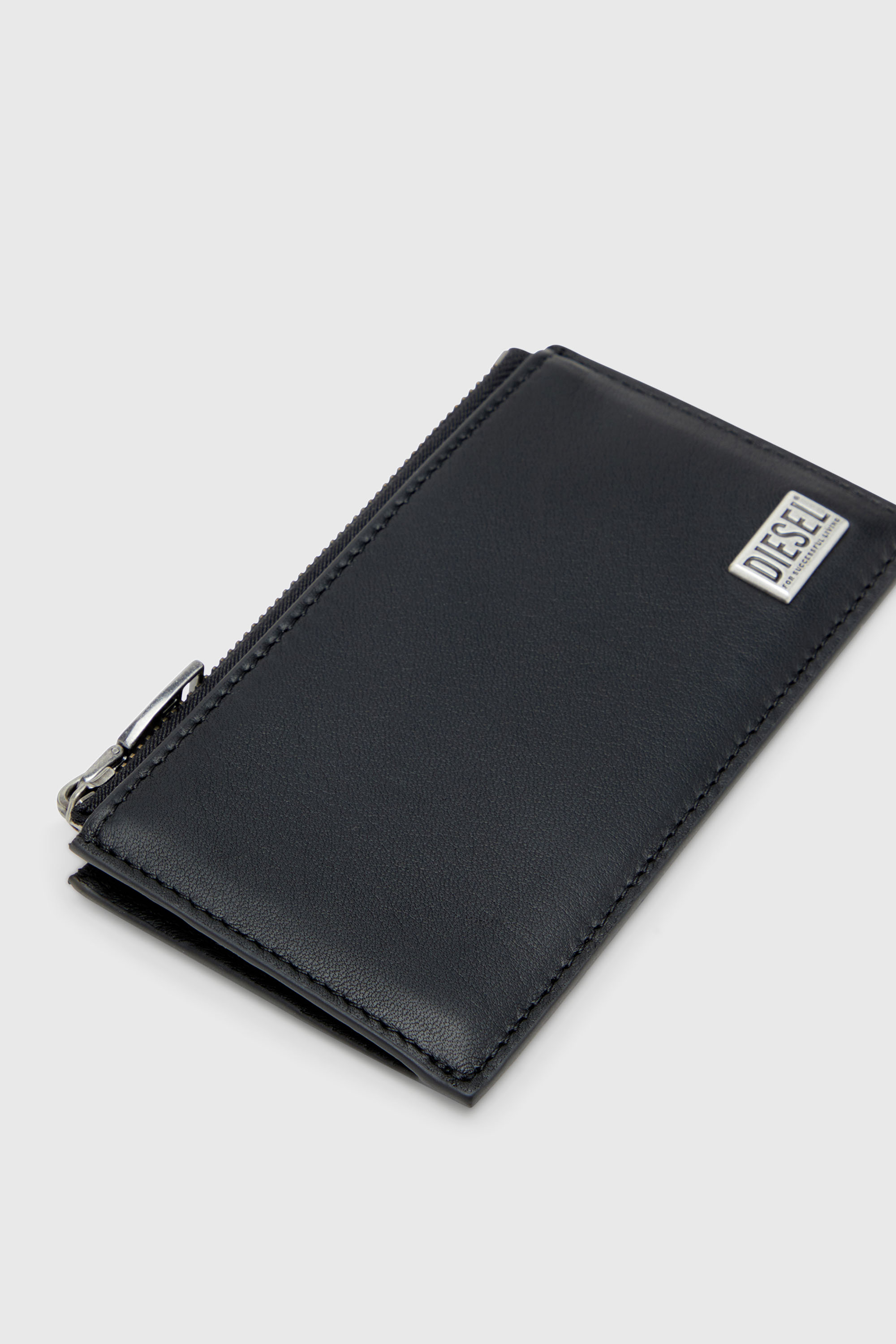 Diesel - BISCOTTO CARD HOLDER III, Man's Flat card holder in semi gloss leather in Black - 4