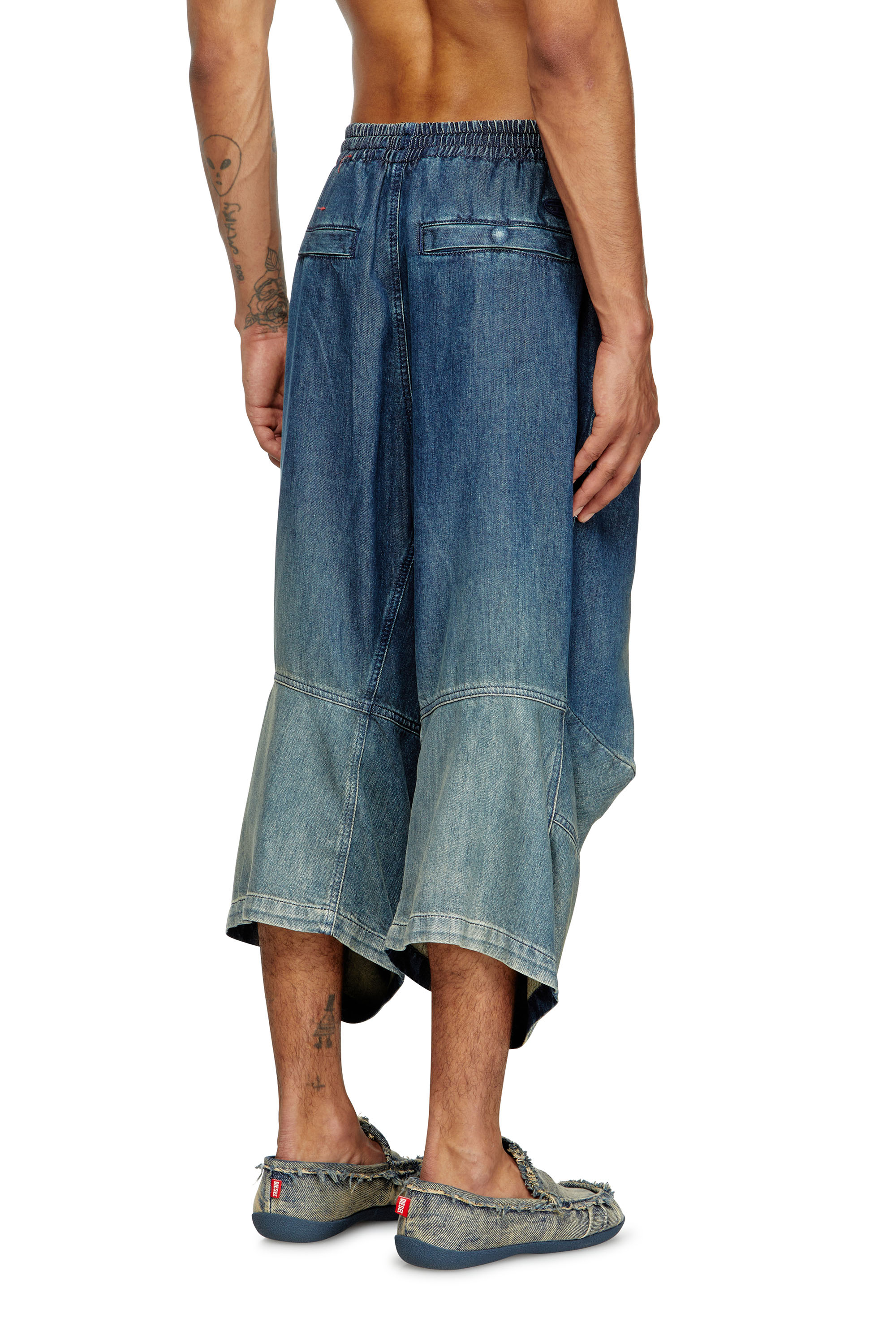 Diesel - D-PARI-SHORT-S, Unisex's Ergonomic shorts in shaded denim in Medium blue - 4