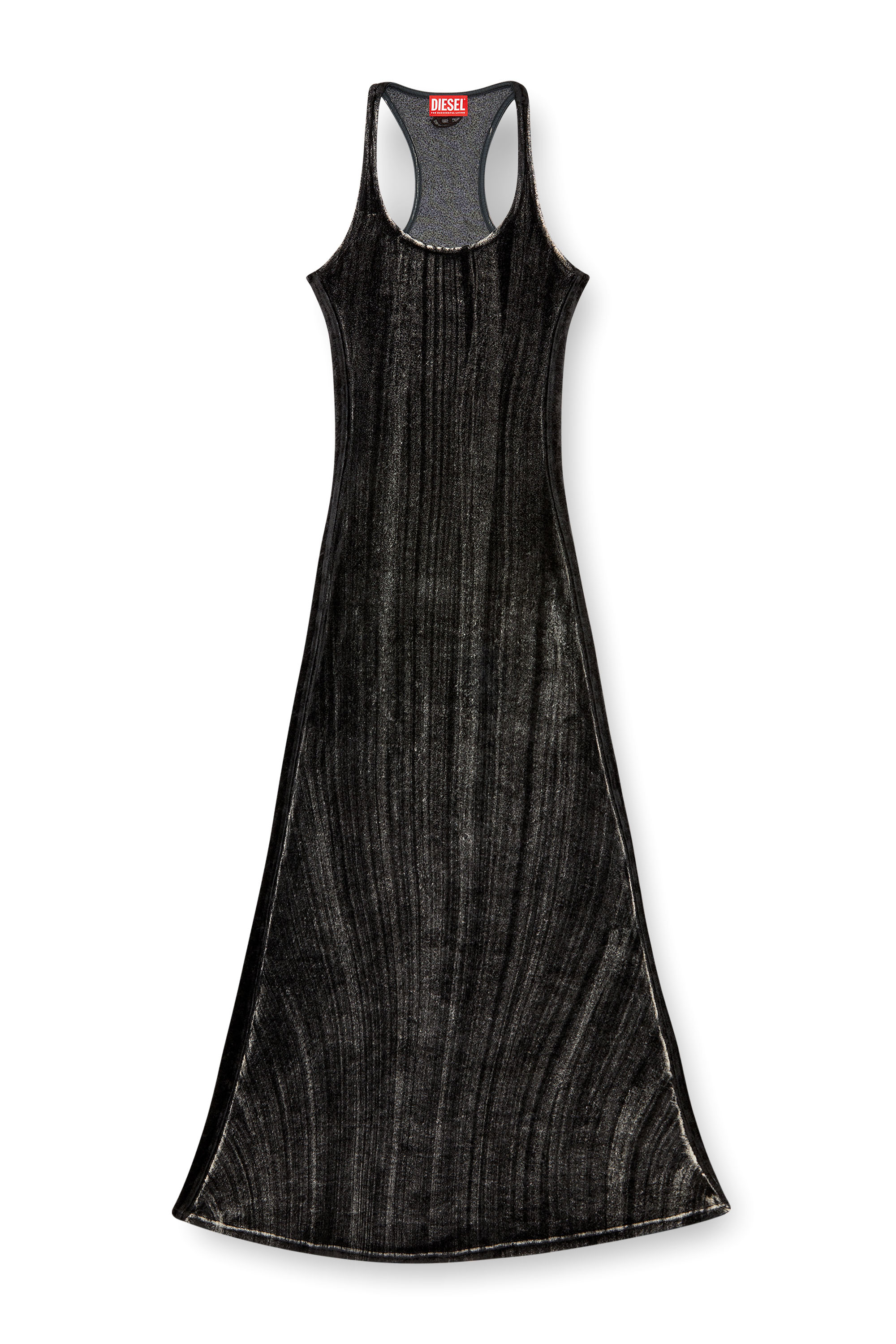 Diesel - D-VOG, Woman Long chenille dress with racerback in Black - Image 1
