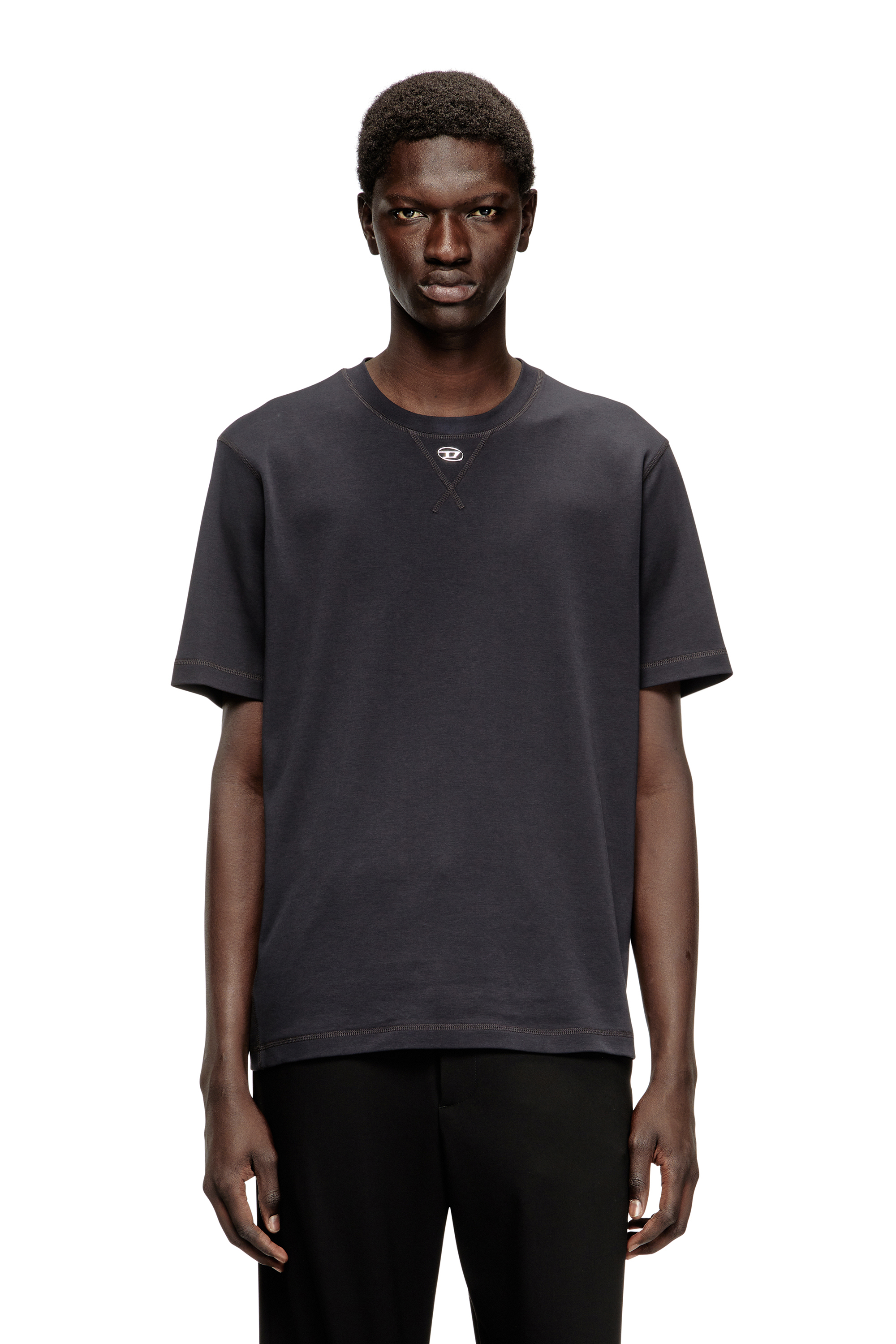 Diesel - T-MADJUST-TR, Man's Regular T-shirt with crew neck and Oval D in Dark grey - 3