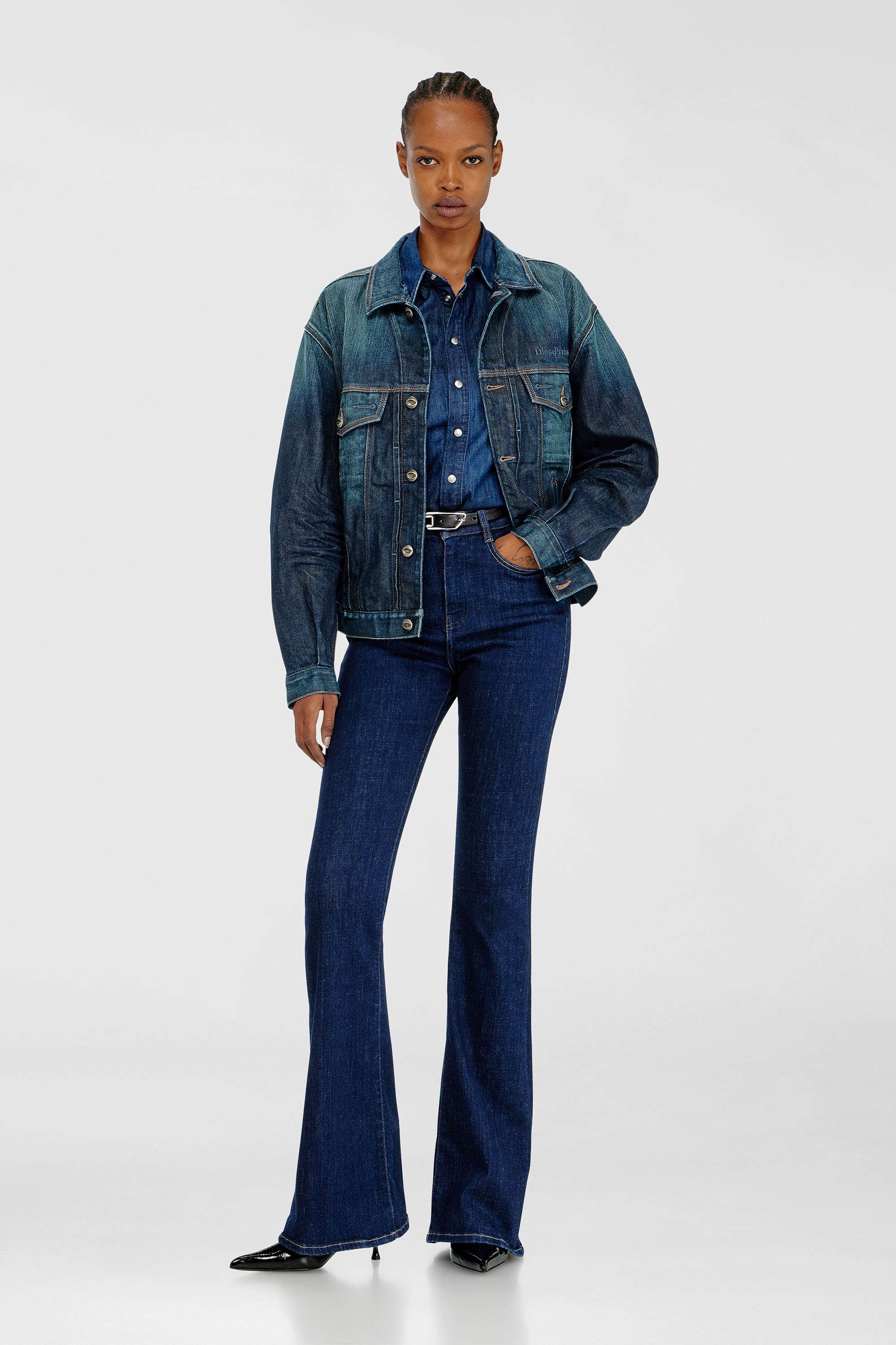 Diesel - D-DENVER-CL, Unisex's Trucker jacket in selvedge denim in Medium blue - 7