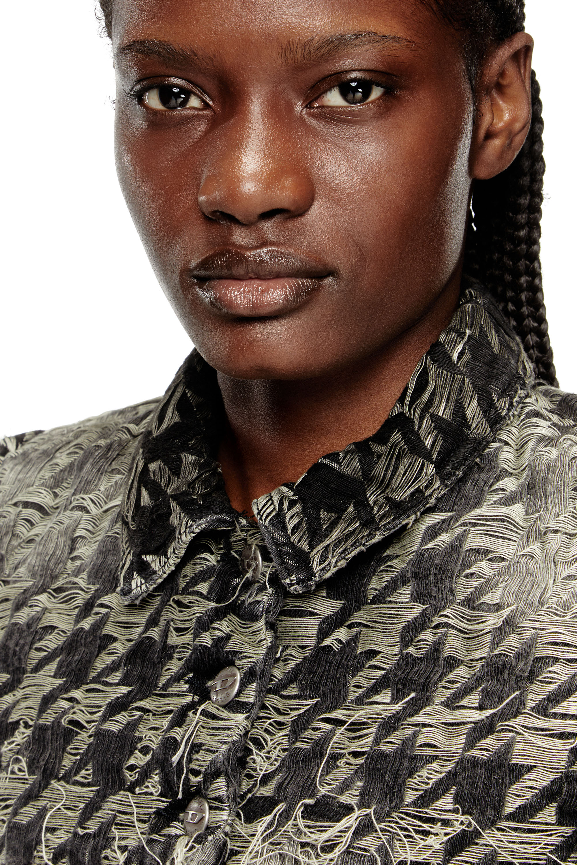 Diesel - DE-ANSIS-FSH2, Woman's Shrug in houndstooth-weave denim in Black/White - 5