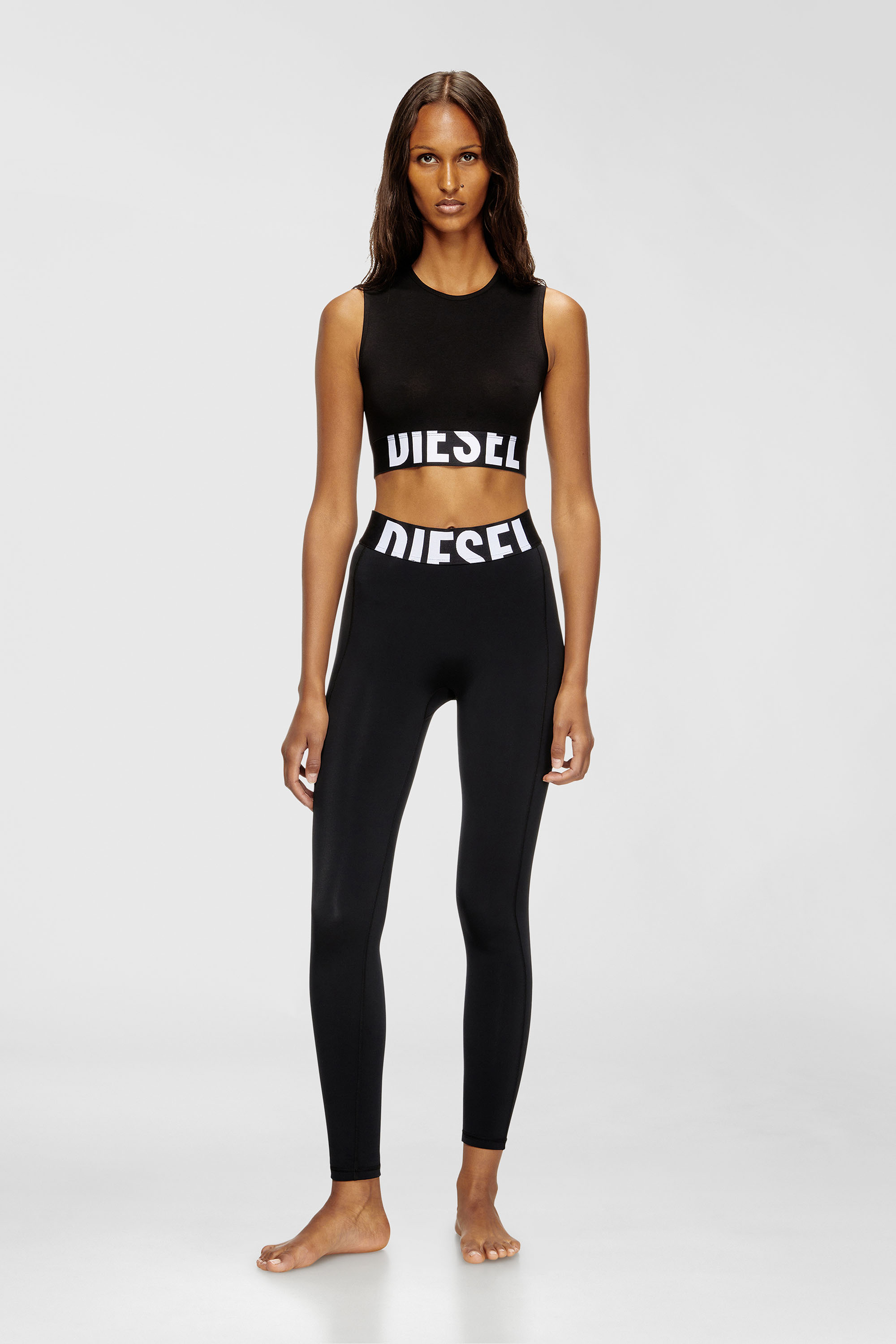 Diesel - ADA-D-POP, Woman's Cropped tank top with cut-off logo in Black - 2