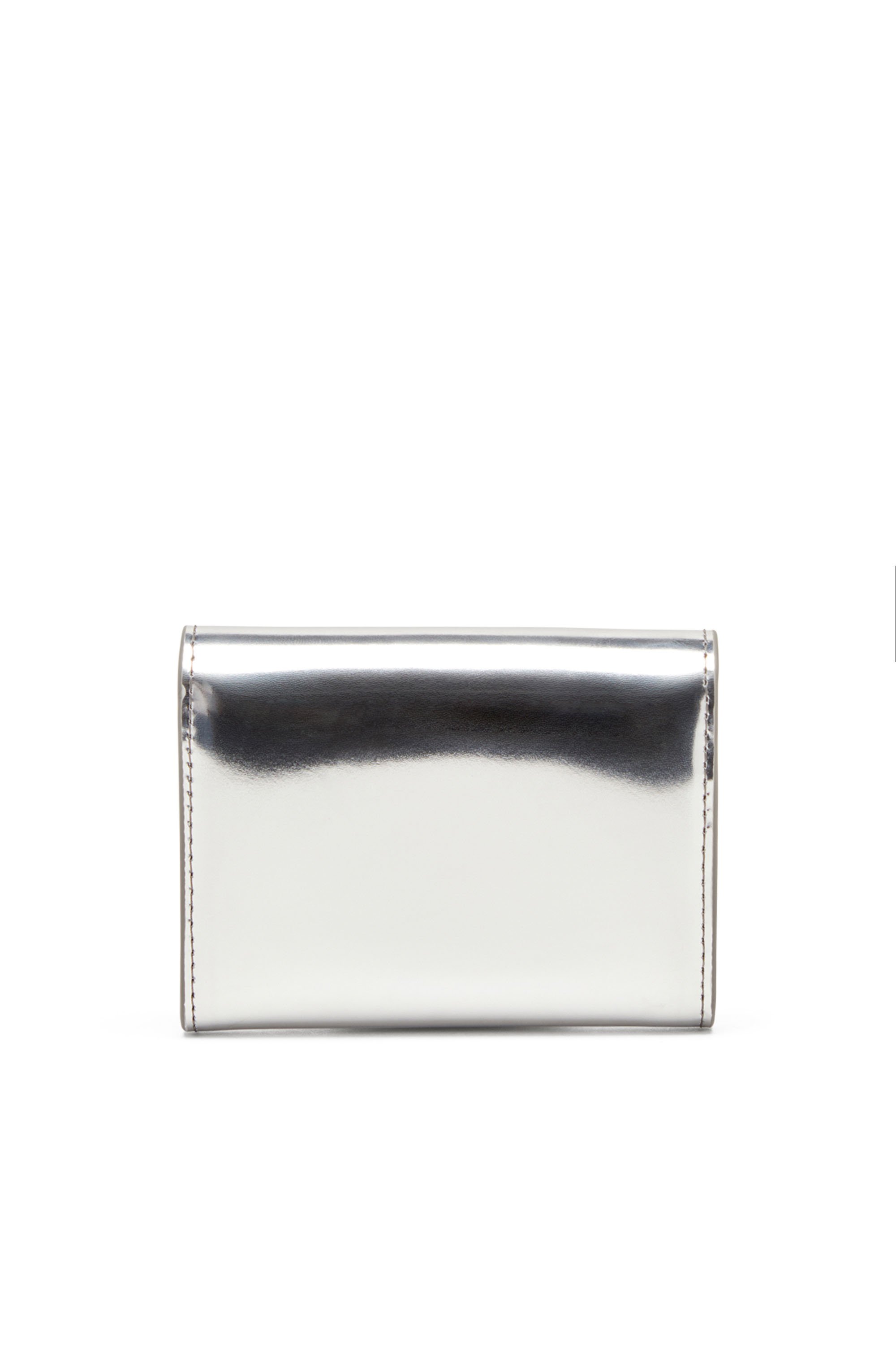 Diesel - 1DR CARD HOLDER BI-FOLD ZIP III, Woman Bi-fold card holder in mirrored leather in Silver - Image 2