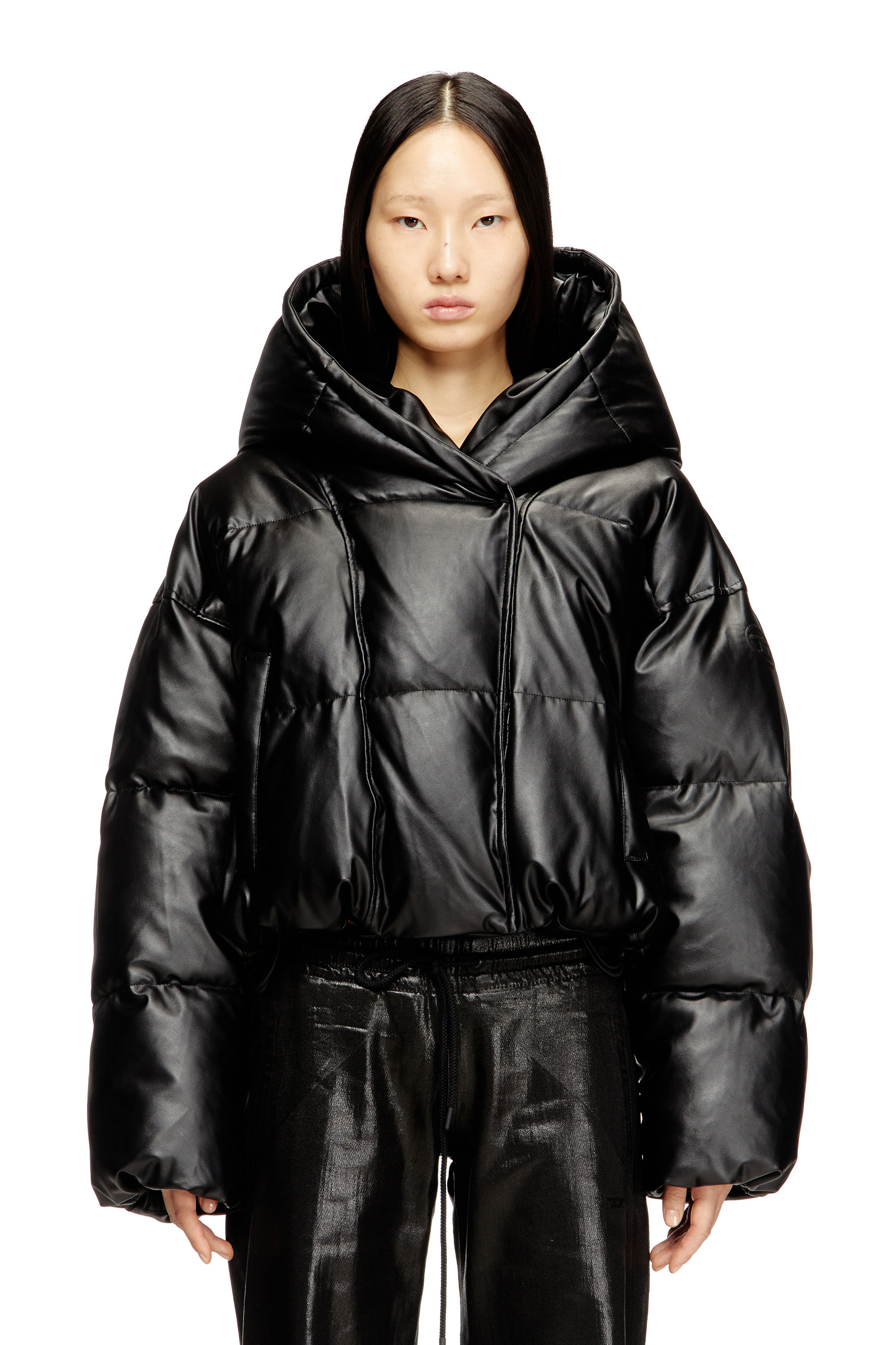 Diesel - W-ILLEY, Woman's Hooded puffer jacket in coated fabric in null - 1