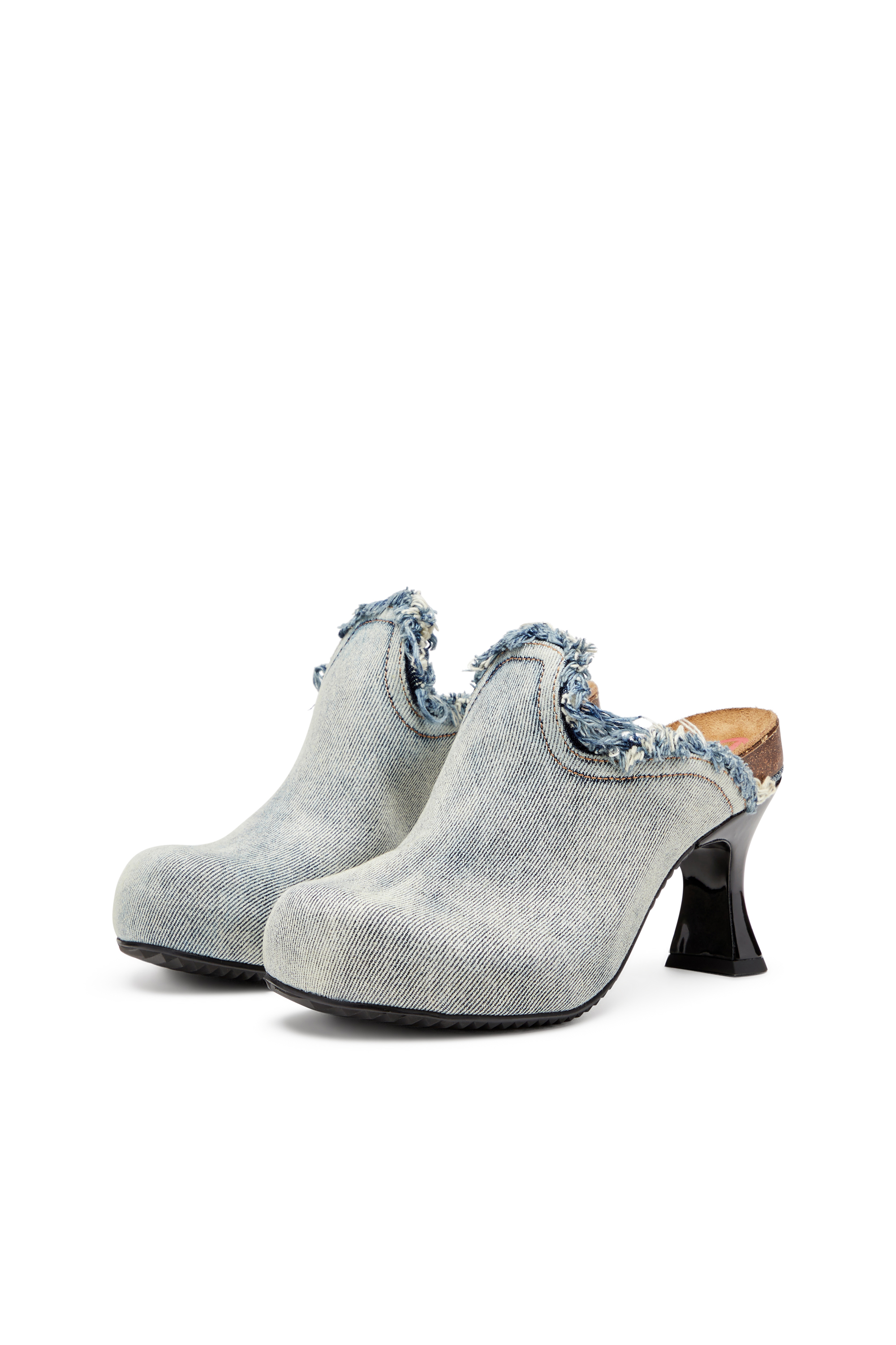 Diesel - D-WOODSTOCK ML W, Woman's Frayed denim mules in Light Blue - 9