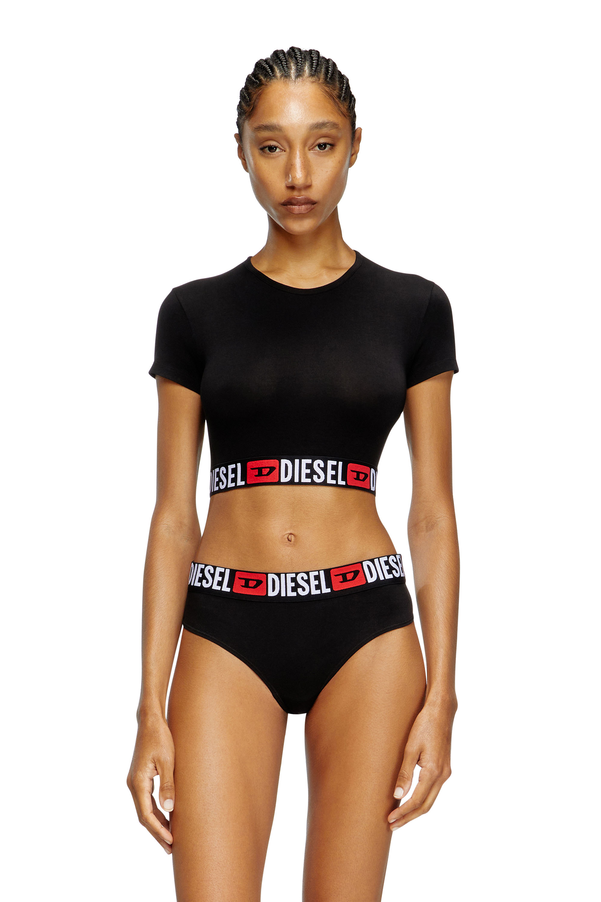 Diesel - IRMA-D-CORE, Woman's Cropped top with logo band in Black - 1