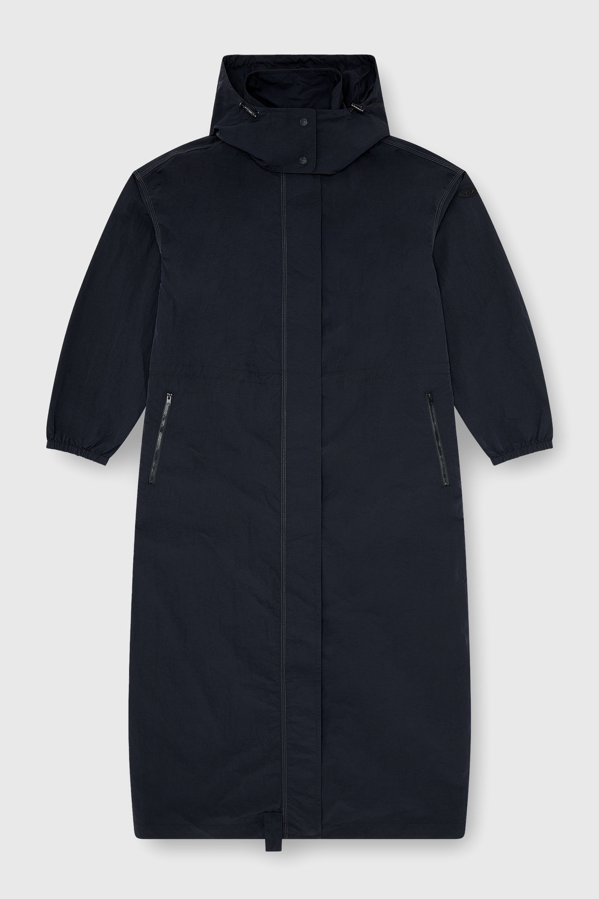 Diesel - G-ASTER-T1, Woman's Nylon trench coat with detachable hood in Night Blue - 2