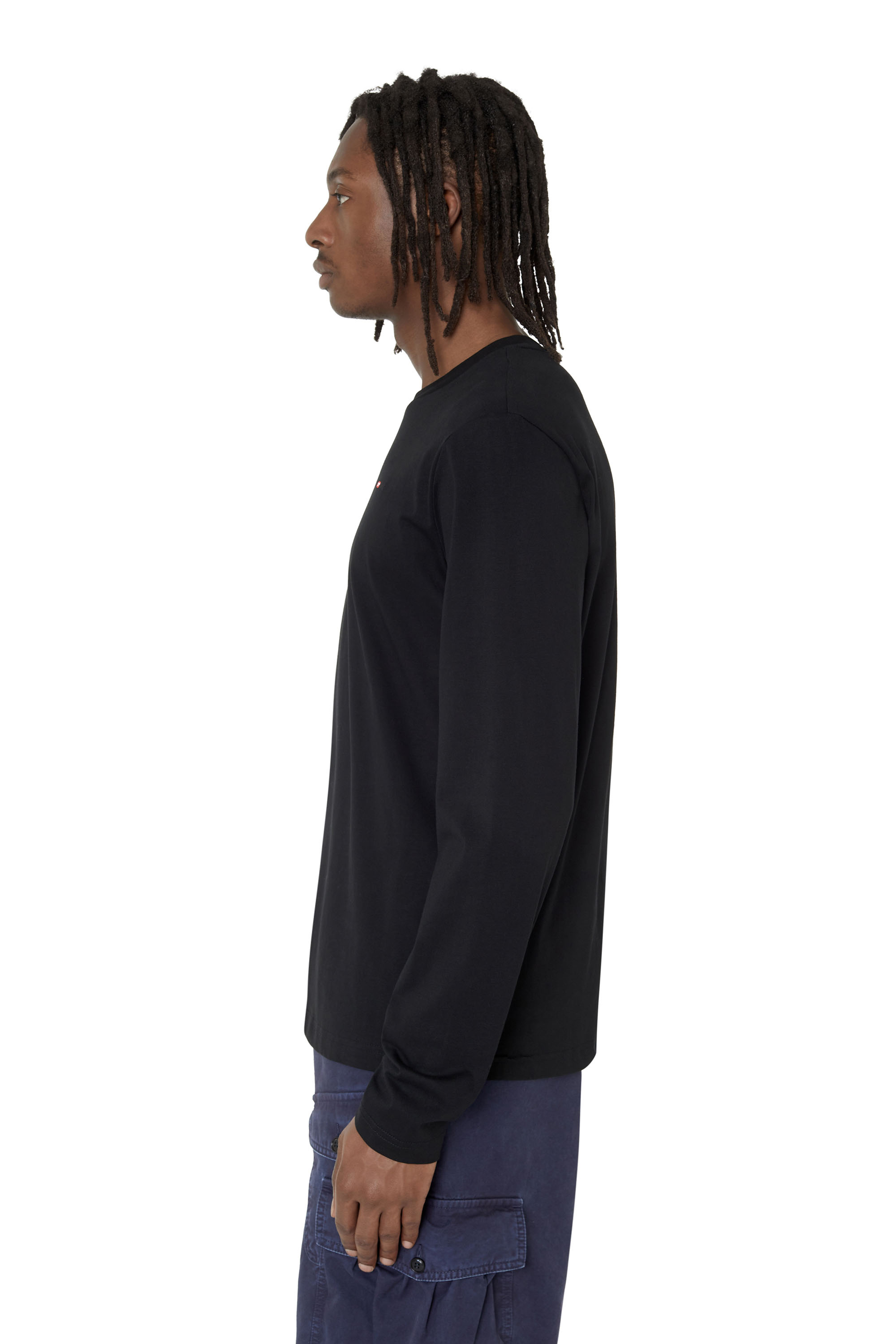 Diesel - T-DIEGOR-LS-MICRODIV, Man Long-sleeve T-shirt with micro logo in Black - Image 6