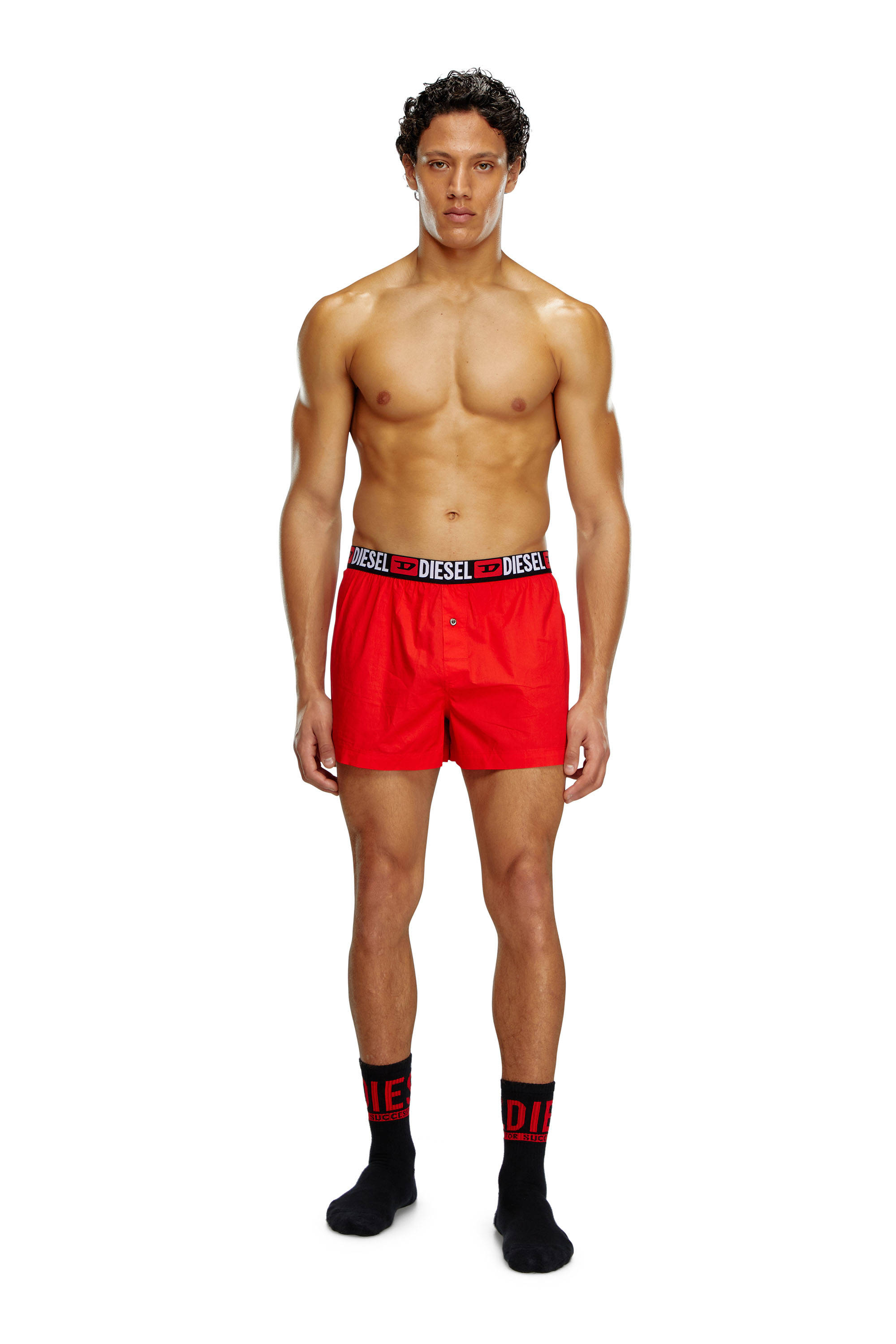 Diesel - UMBX-STARKTWOPACK, Man's Two-pack boxers with logo waist in Black/Red - 1