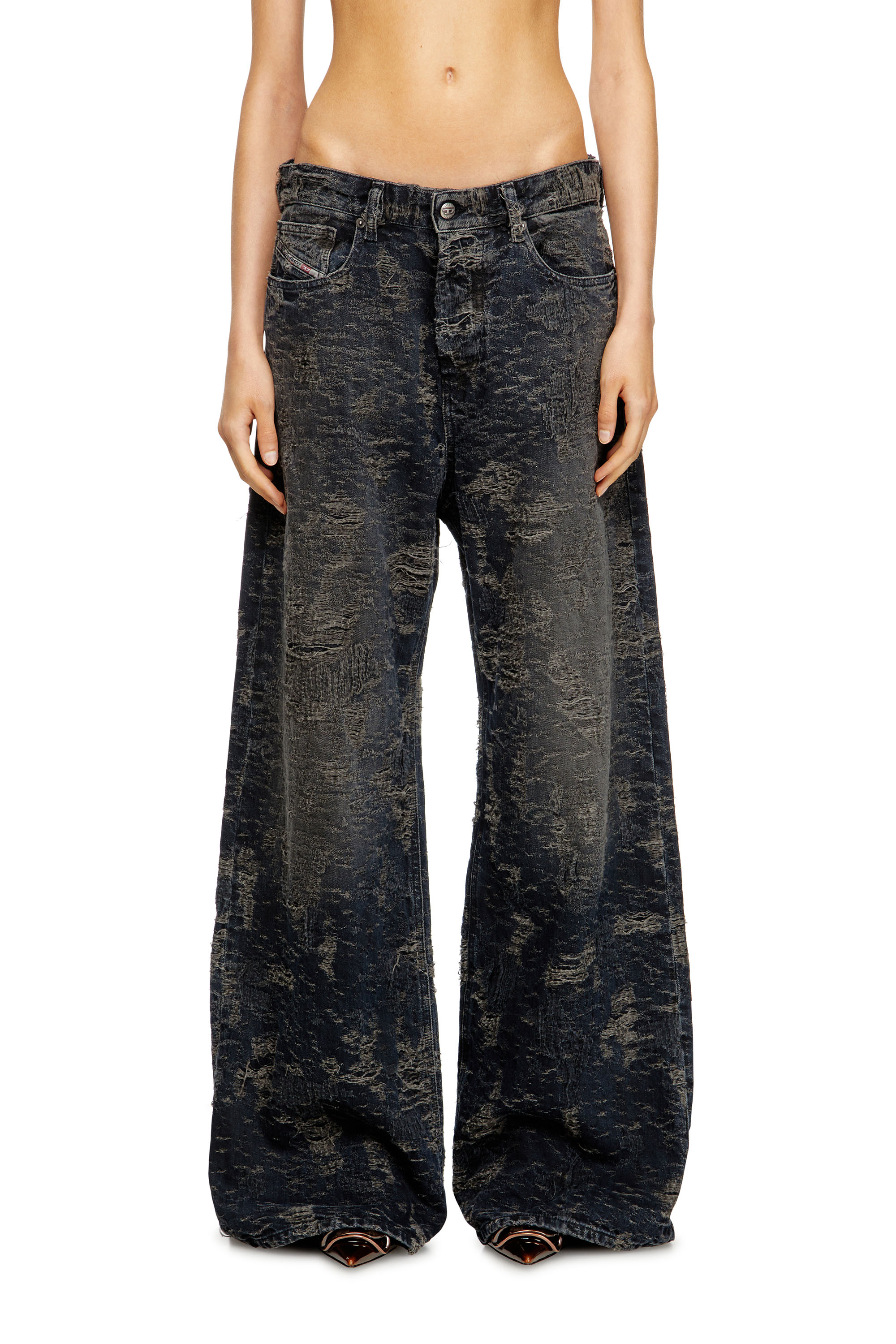 Diesel - Woman's Relaxed Jeans 1996 D-Sire 007BV, Black/Dark grey - 1