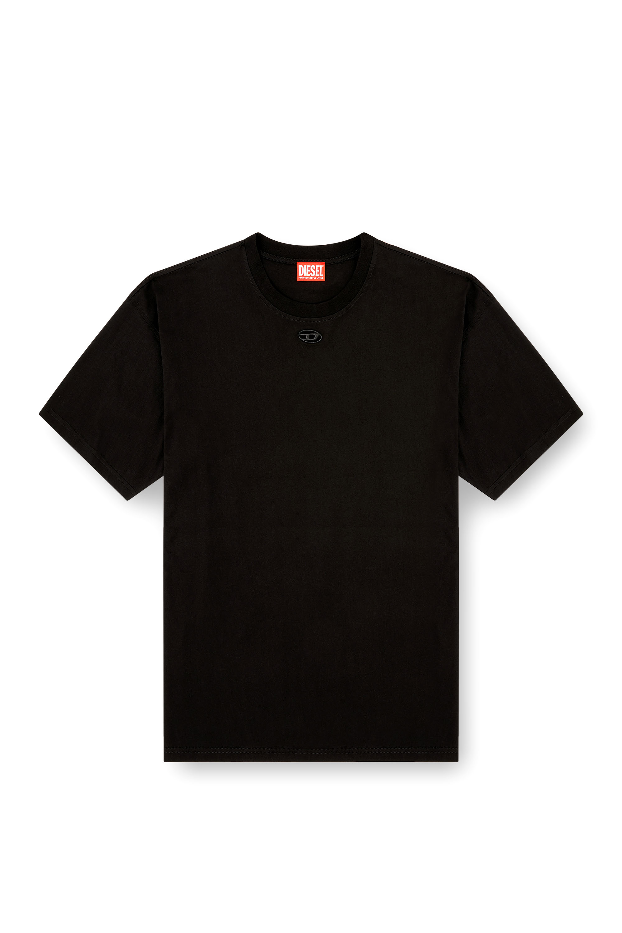Diesel - T-BOXT-DCO, Man's Relaxed cotton T-shirt with Oval D embroidery in Black - 2