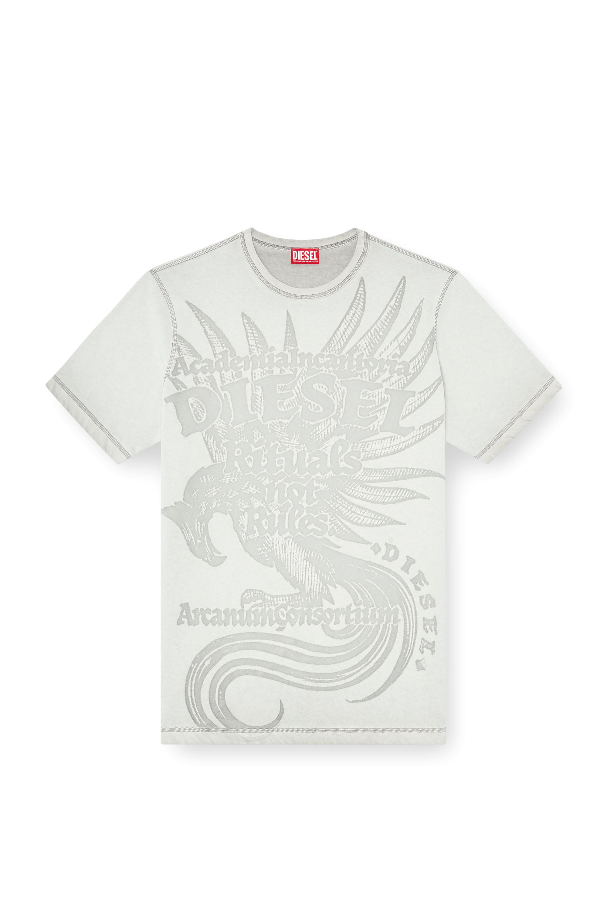 Diesel - T-RAWJUST-AA1, Man's Jersey T-shirt with embossed graphic in Light Grey - 3
