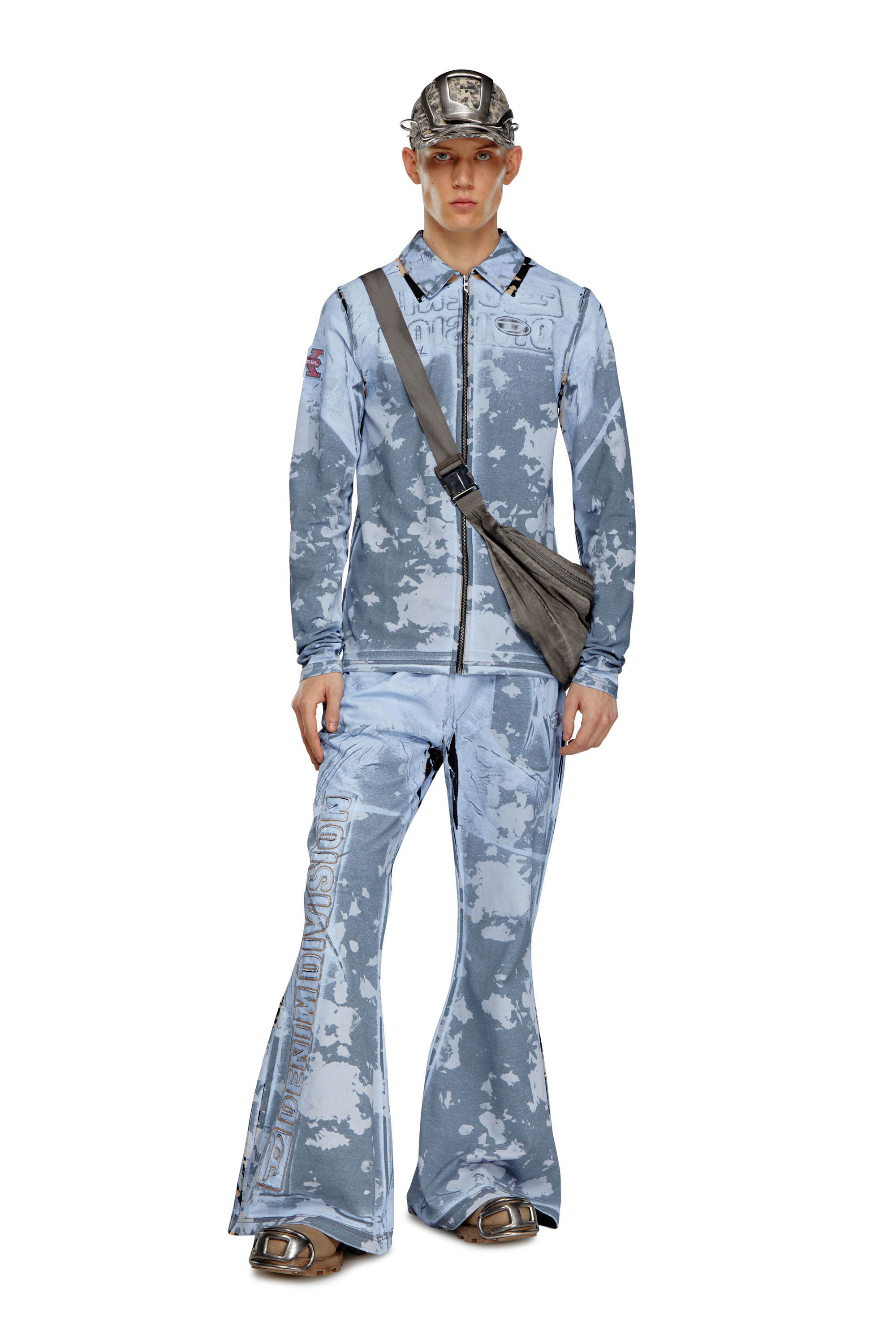 Diesel - S-CORSE-P1, Unisex's Zip shirt in coated jersey in Blue - 1