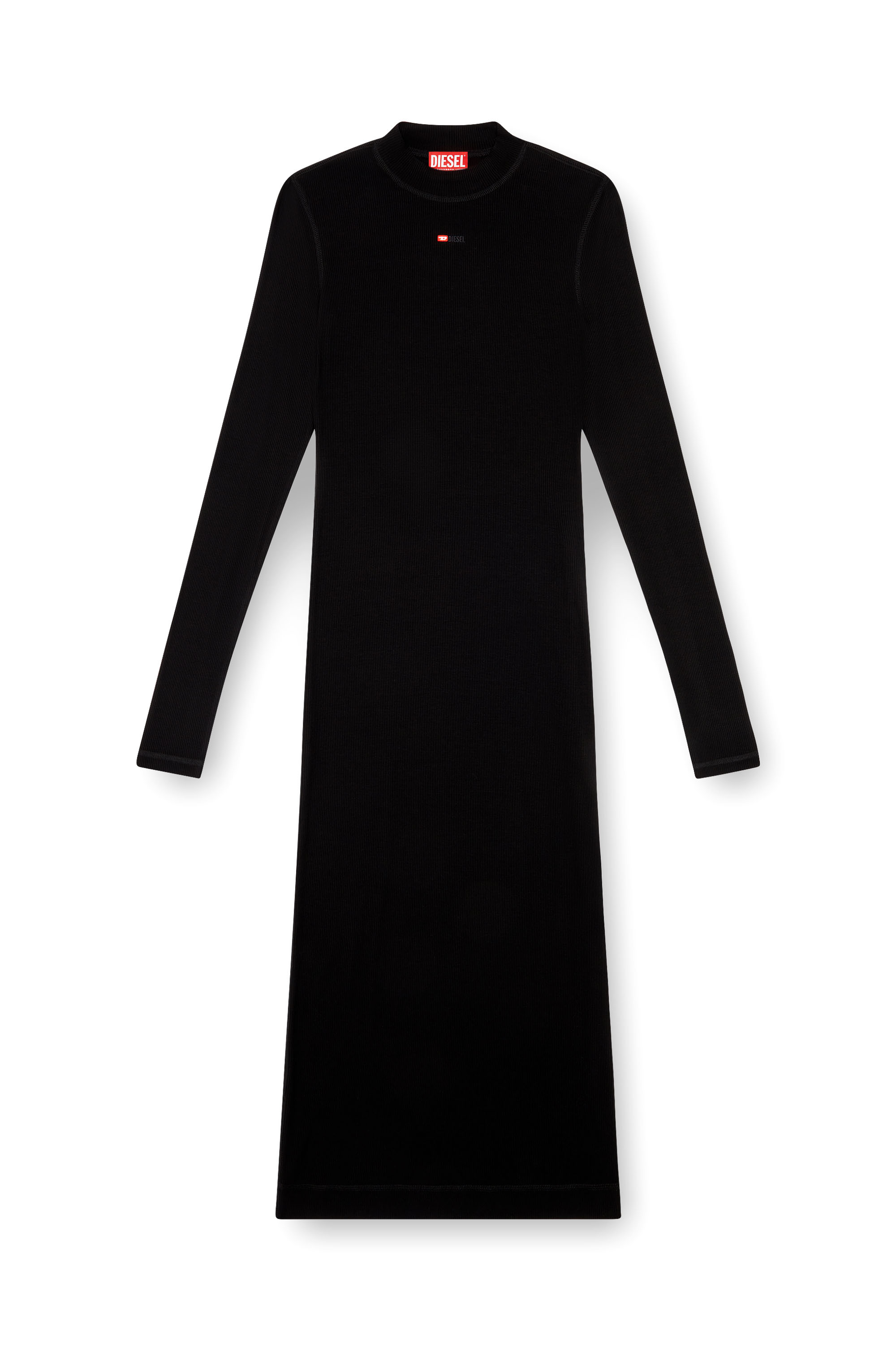 Diesel - D-MOKKY-LS-MICRODIV, Woman Mock-neck midi dress in Black - Image 2