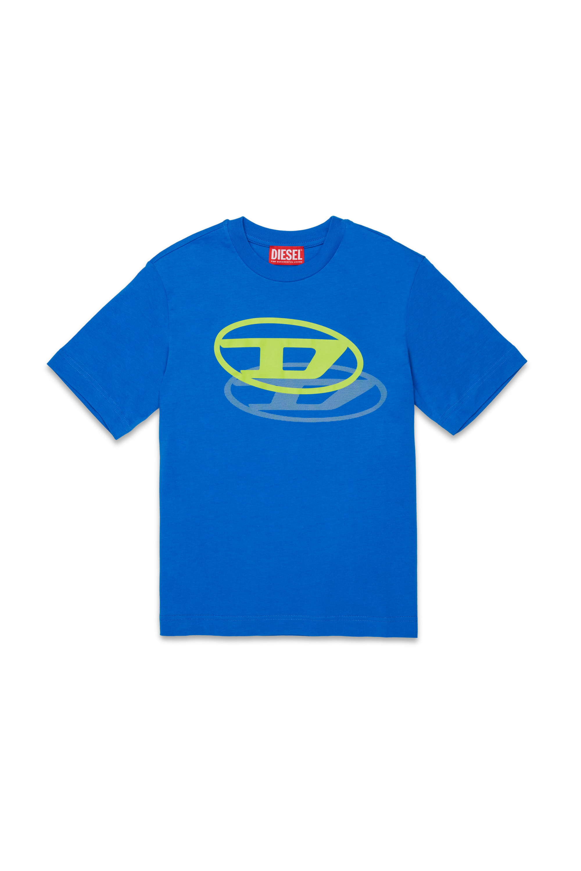 Diesel - TVALE OVER, Man's Cotton T-shirt with shadow Oval D in Blue - 1