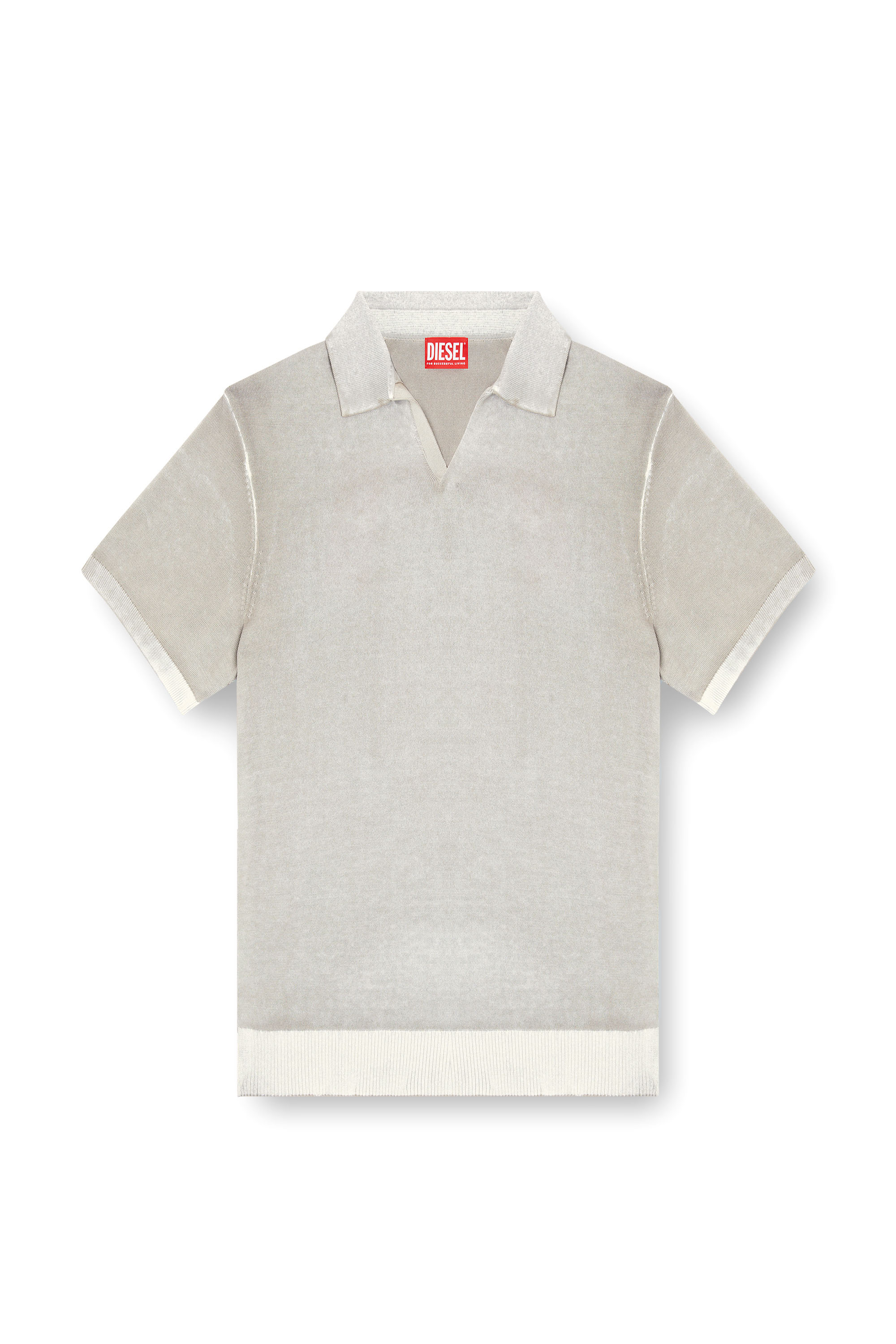 Diesel - K-LORENZO-SS, Man's Reverse-print short-sleeve polo jumper in Grey - 3