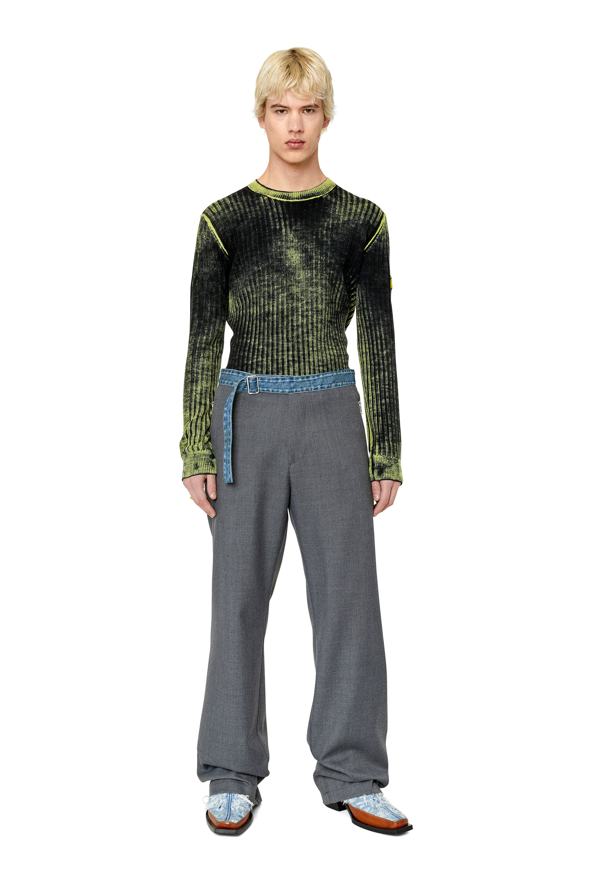 Diesel - K-ANDELERO, Man Printed wool jumper in Green - Image 2