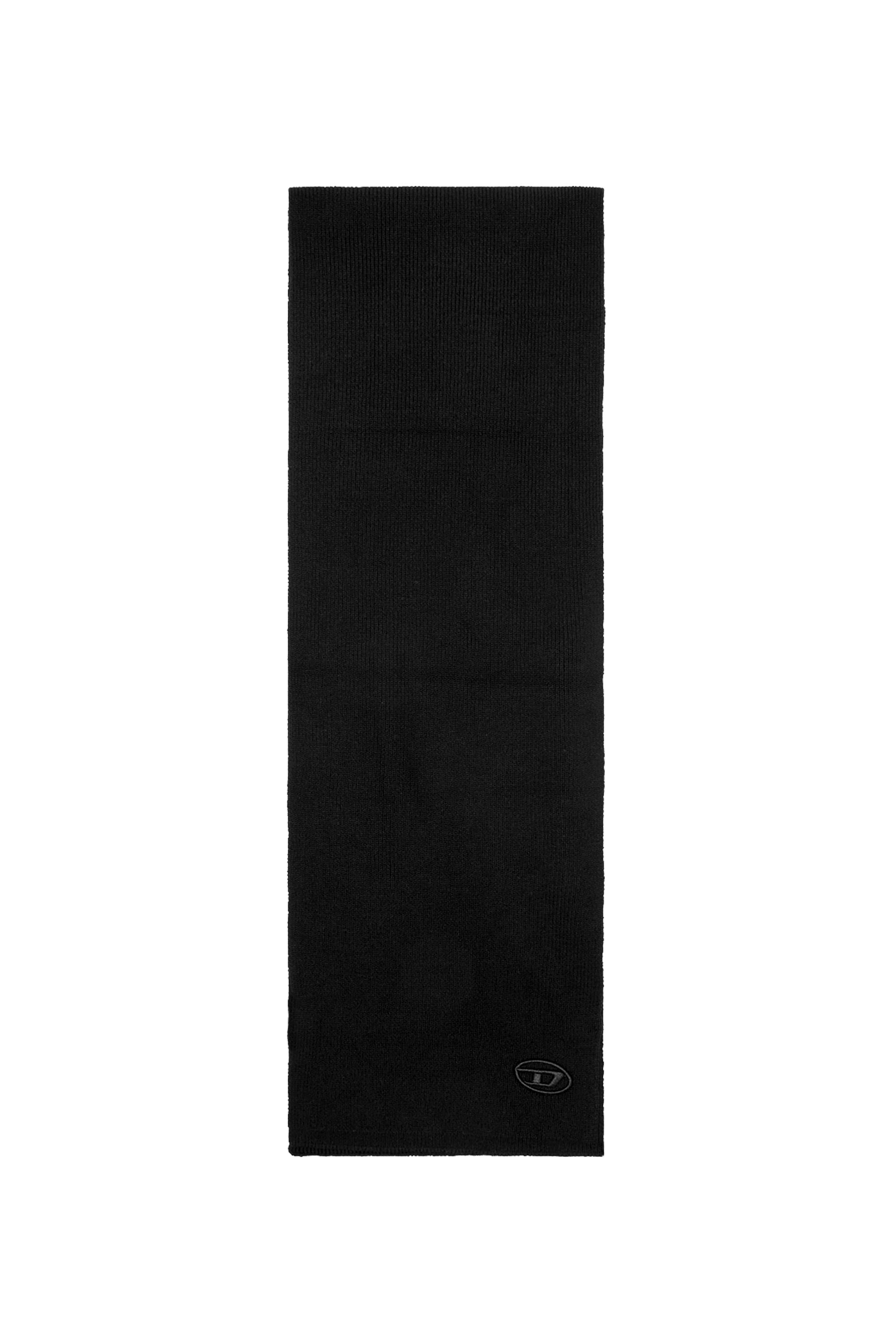 Diesel - K-CODER SCARF, Unisex Ribbed wool-blend scarf in Black - Image 1