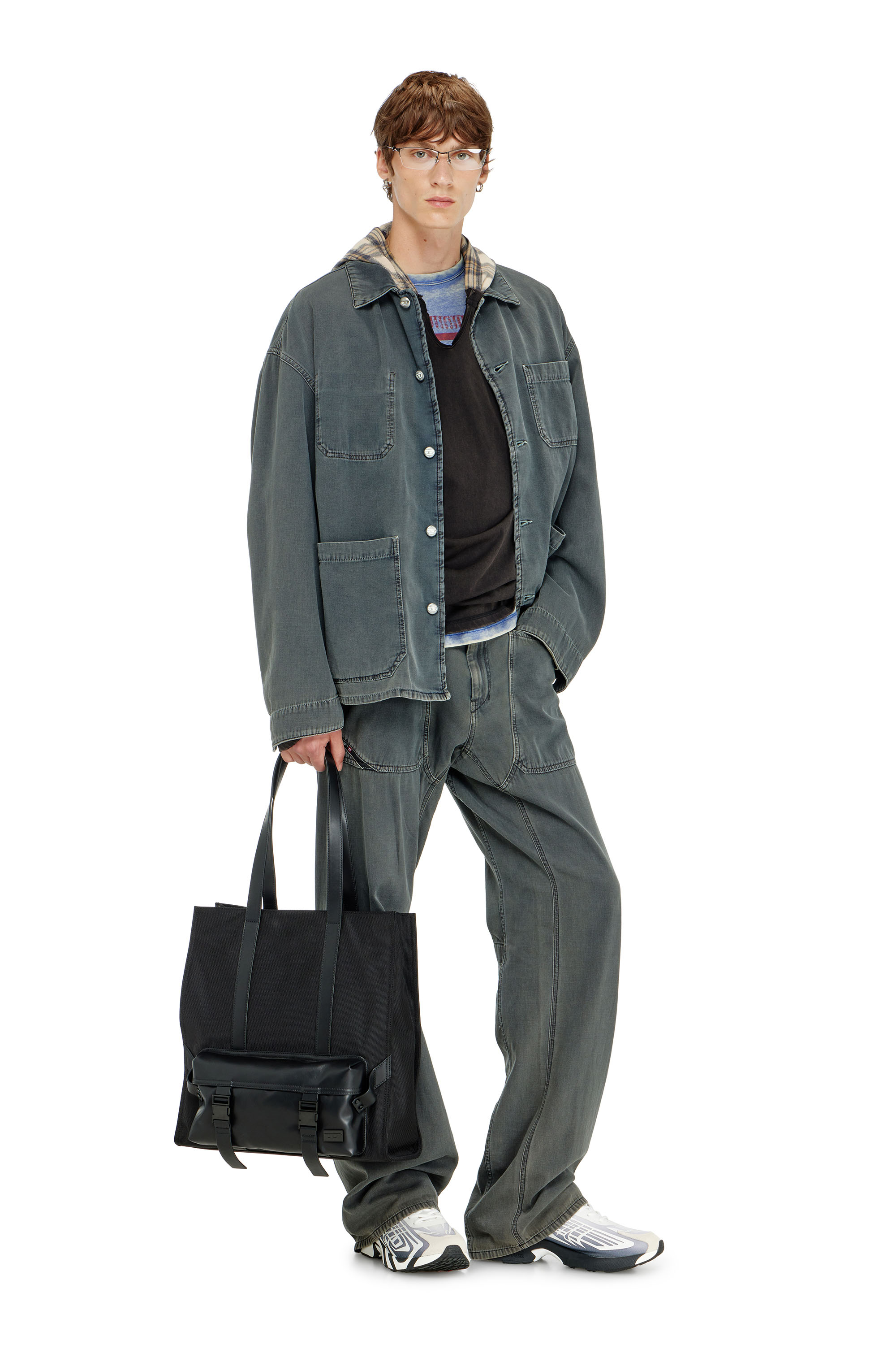 Diesel - D-STACK-U, Unisex's Utility-style jacket in coloured denim in Grey - 4