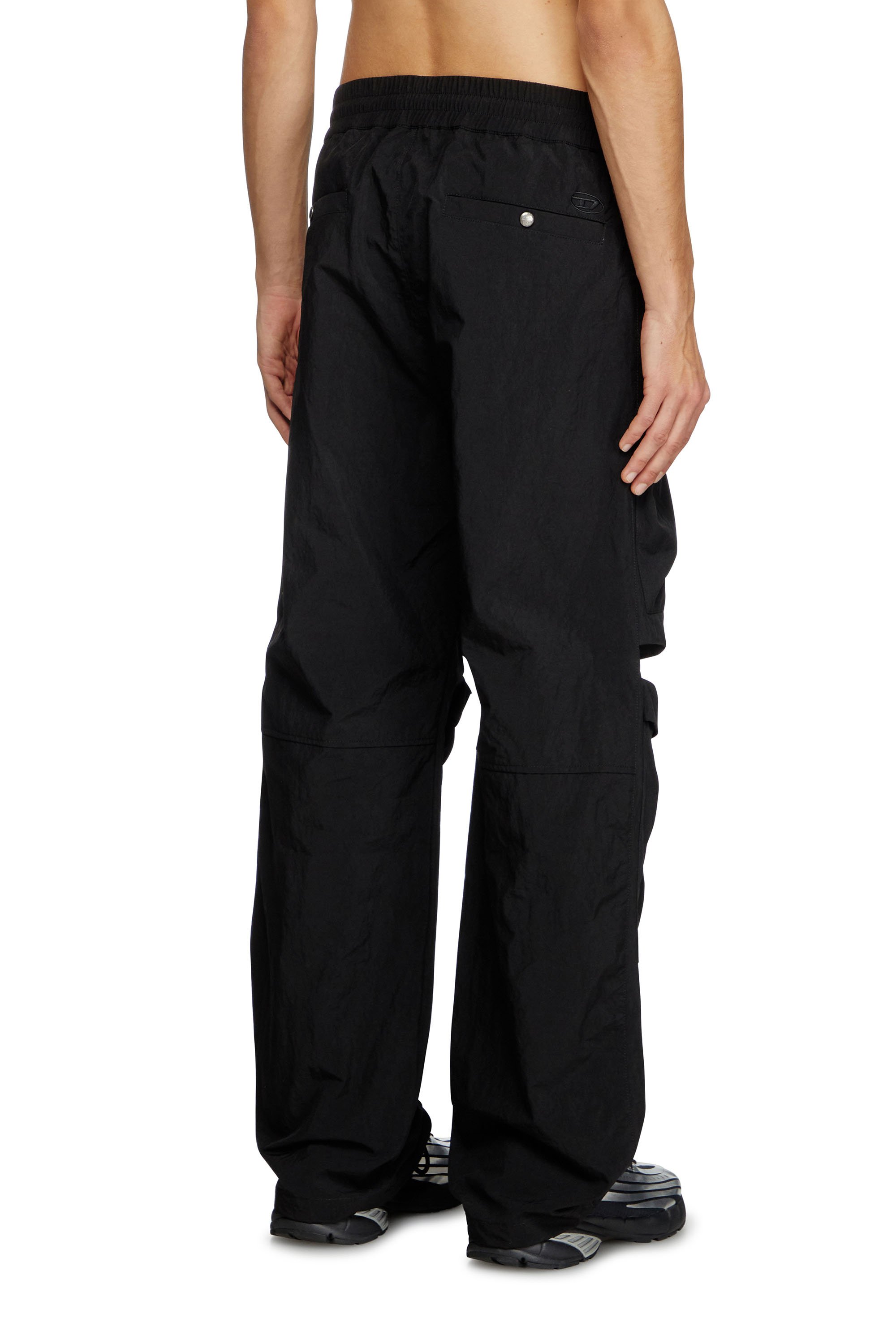 Diesel - P-DANZEL, Man's Utility pants in overdyed nylon in Black - 3