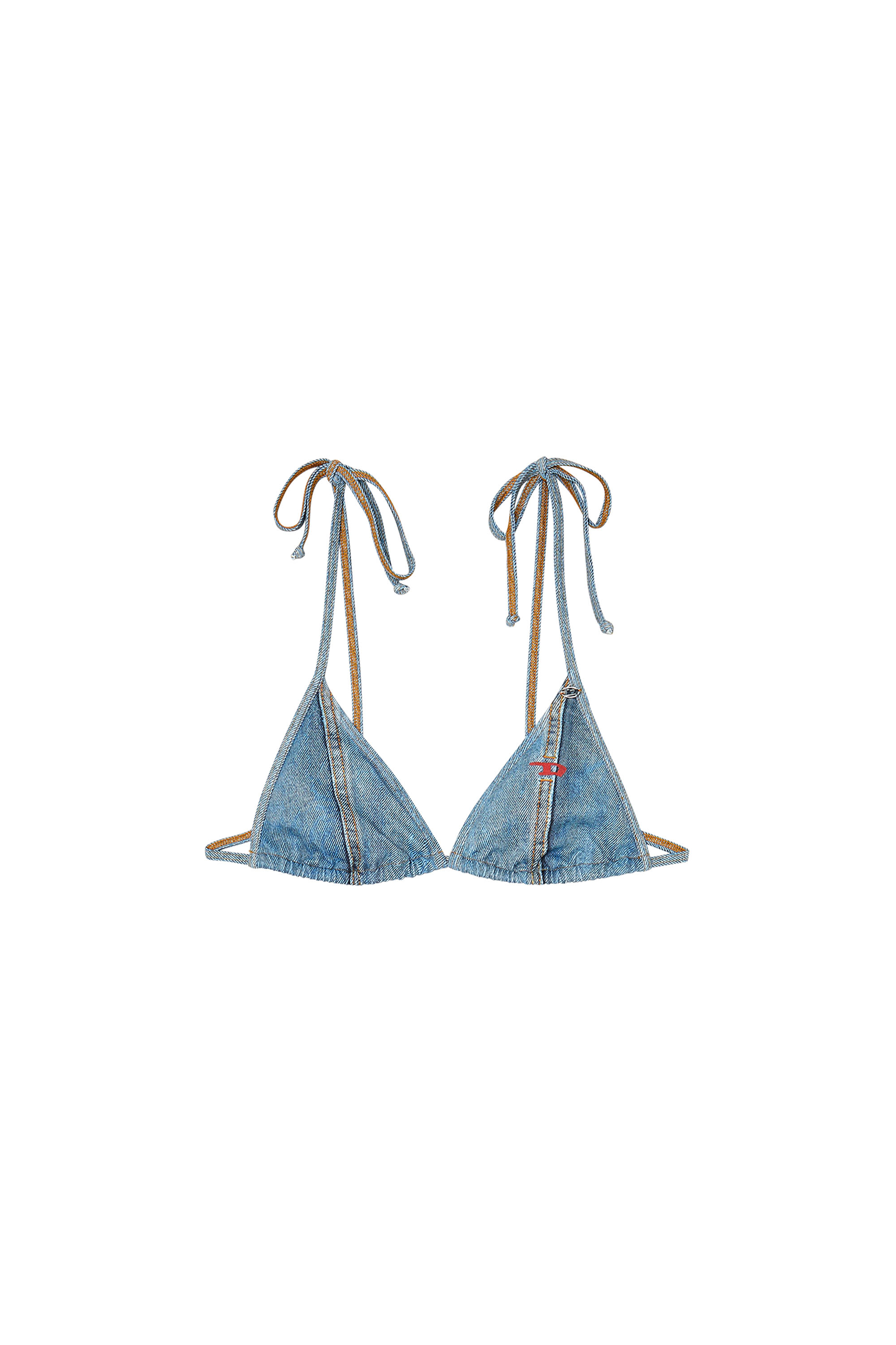 Diesel - TATIANA-DNM, Woman's Triangle bikini top with denim trompe l'oeil in null - 3
