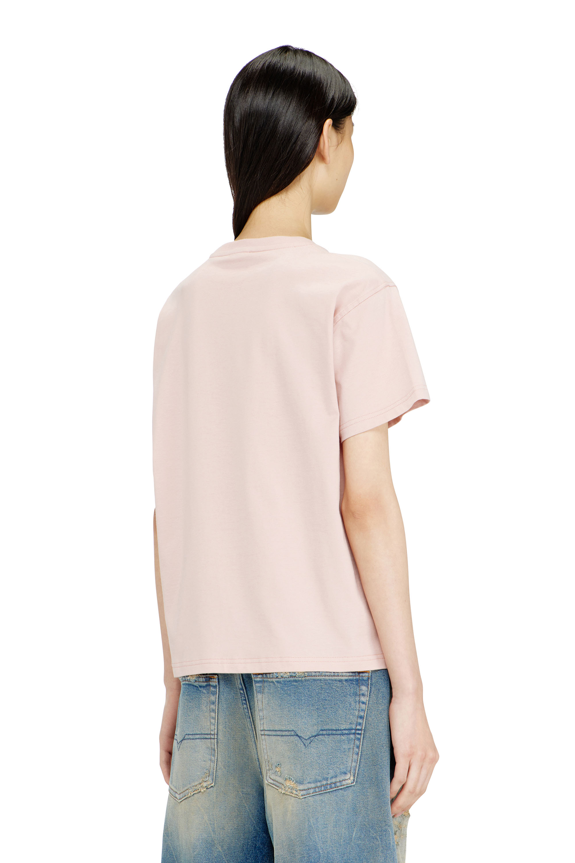 Diesel - T-NORMY-S6, Woman's Organic cotton jersey t-shirt with crew neck and logo print in Pink - 4