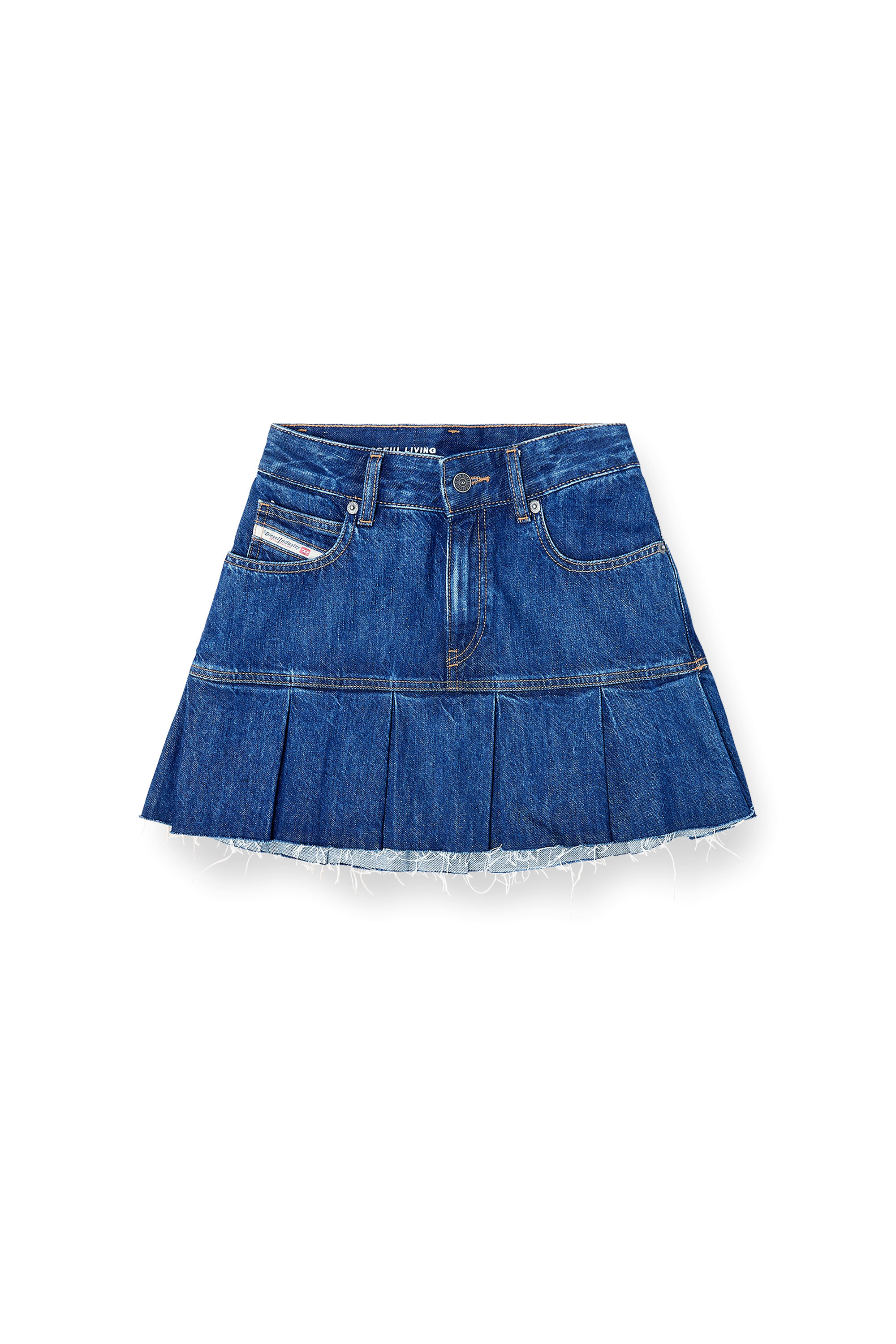 Diesel - DE-REEN, Woman's Pleated mini skirt in denim in null - 3