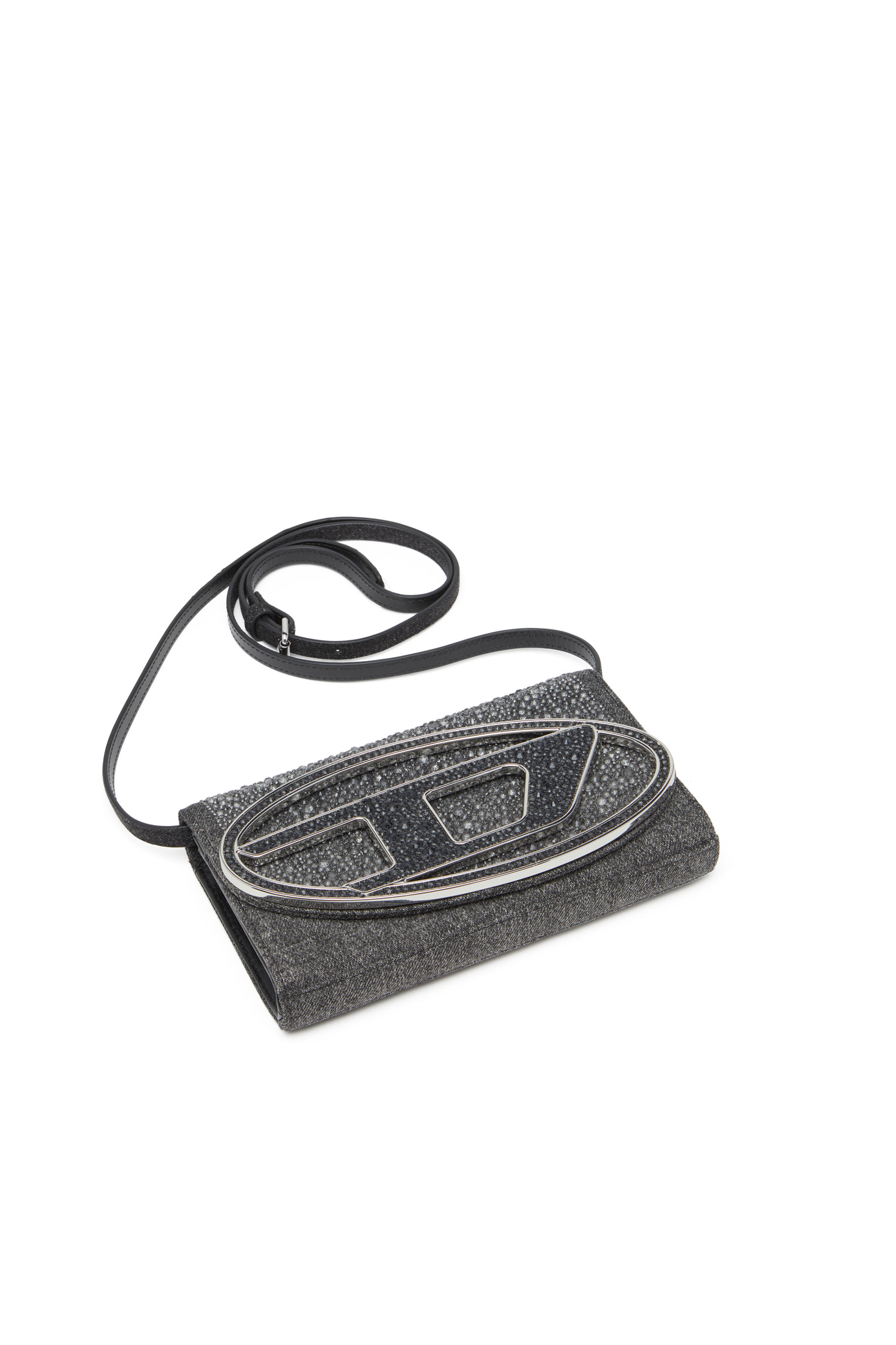 Diesel - 1DR WALLET STRAP, Woman Wallet purse in crystal denim in Black - Image 5