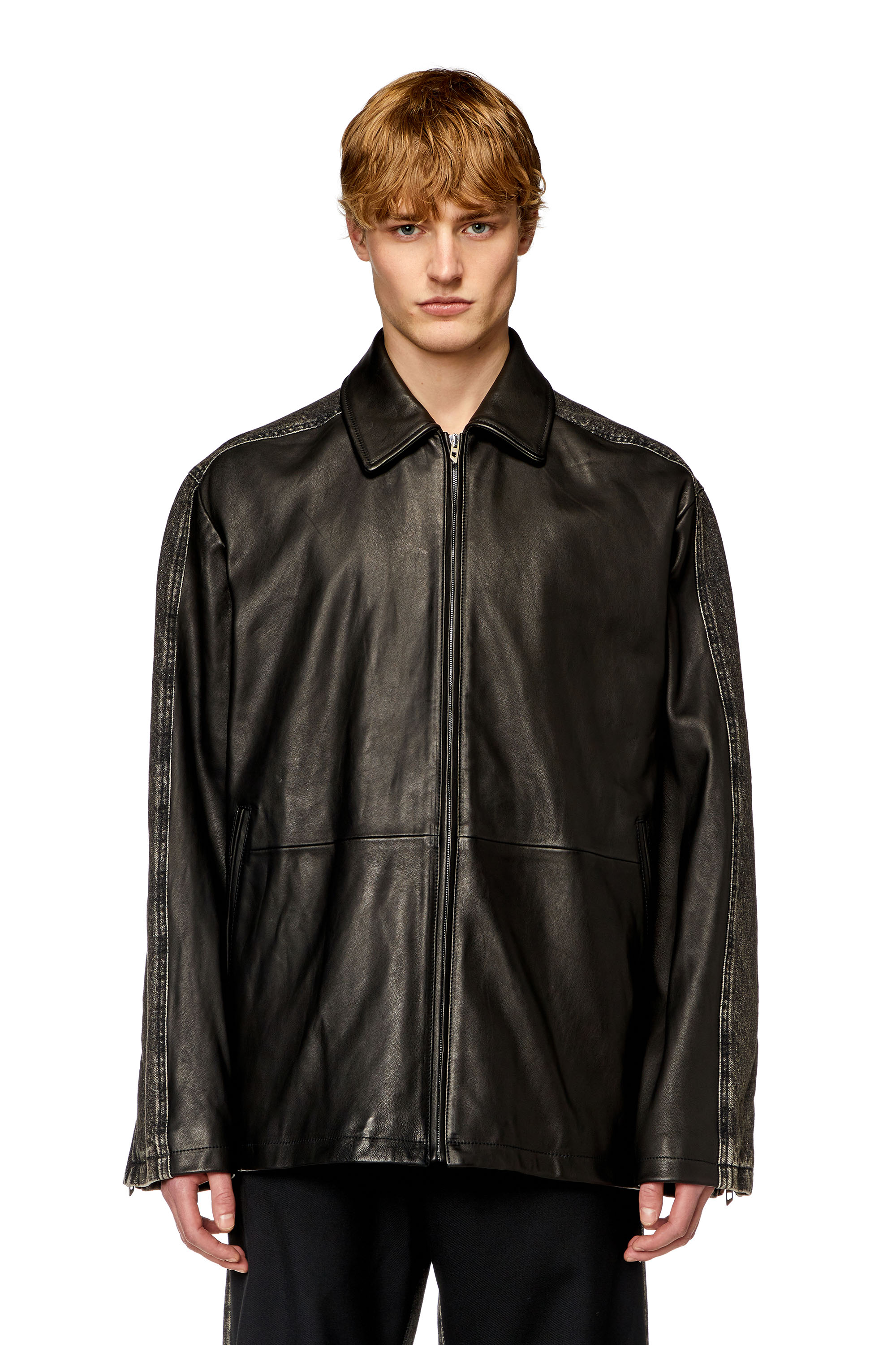 Diesel - L-STOLLER, Man Hybrid denim and leather jacket in Black - Image 6