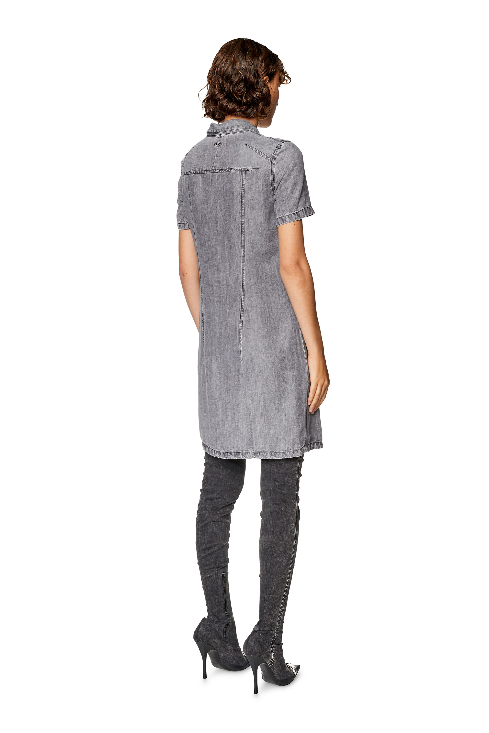 Diesel - DE-SHIRTY, Woman Buttoned shirt dress in light denim in Grey - Image 2