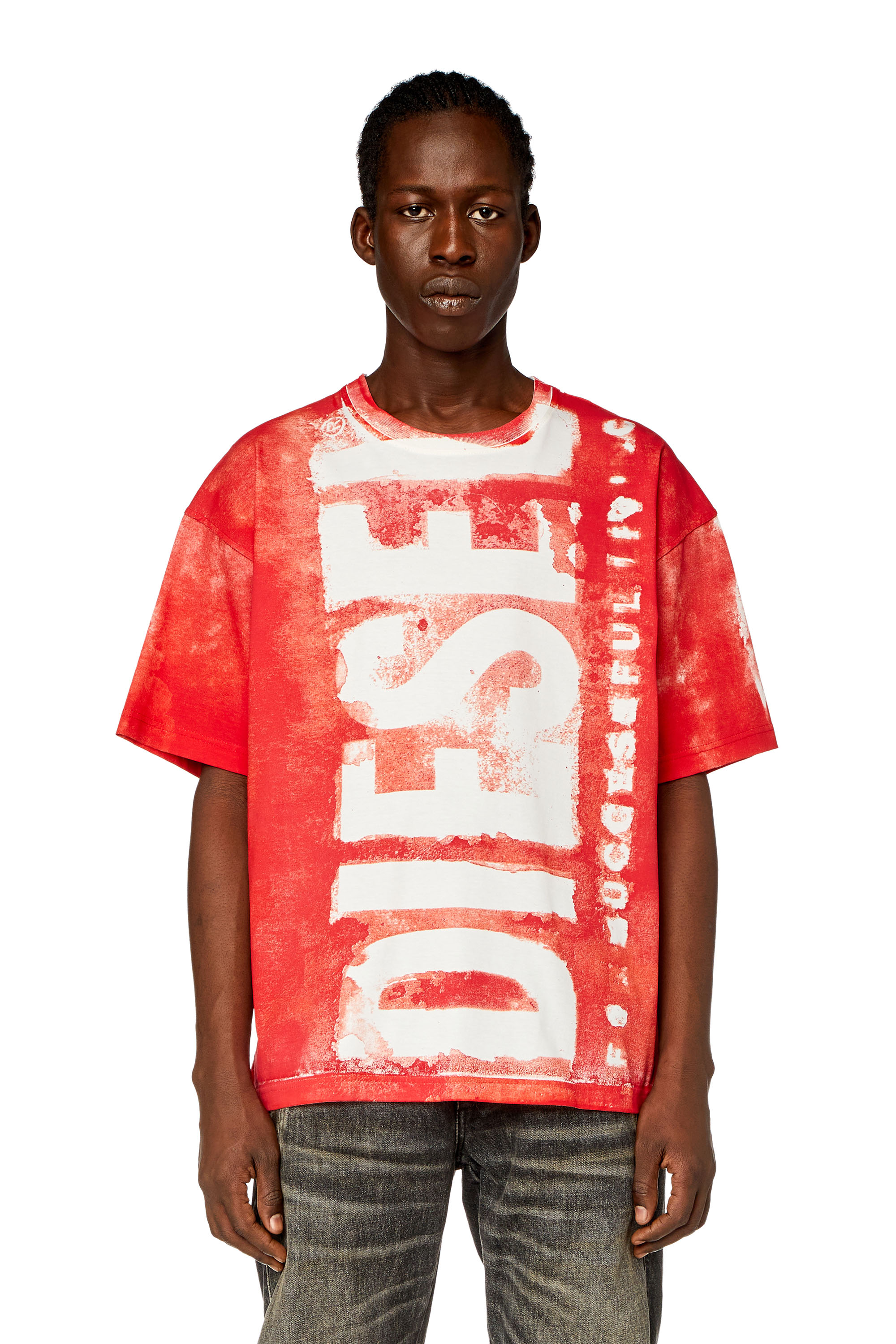 Diesel - T-BOXT-BISC, Man's T-shirt with maxi bleeding logos in Red - 2