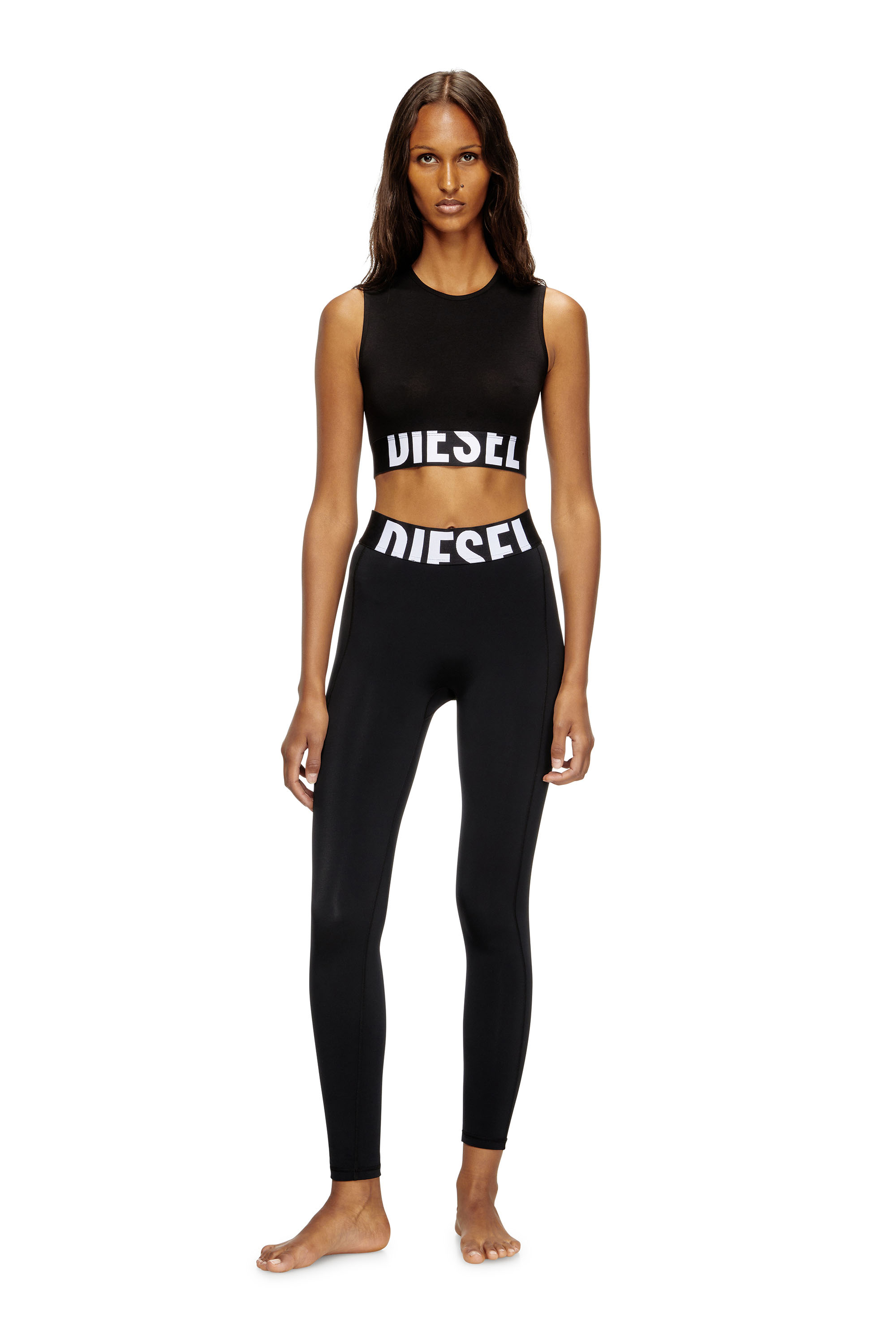 Diesel - ADA-D-POP, Woman's Cropped tank top with cut-off logo in Black - 1