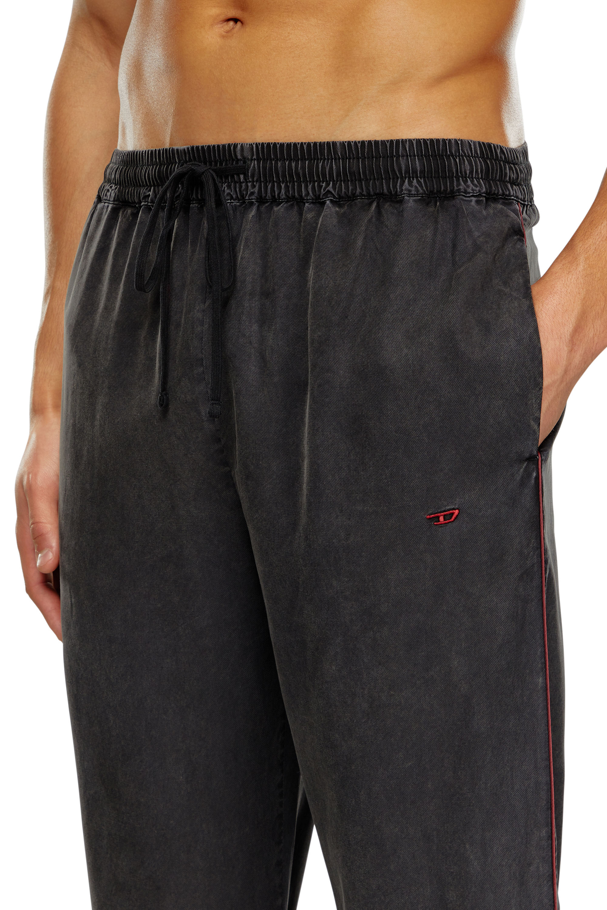 Diesel - UMSET-LOOMY, Man Long pyjamas with contrast piping in Black - Image 3