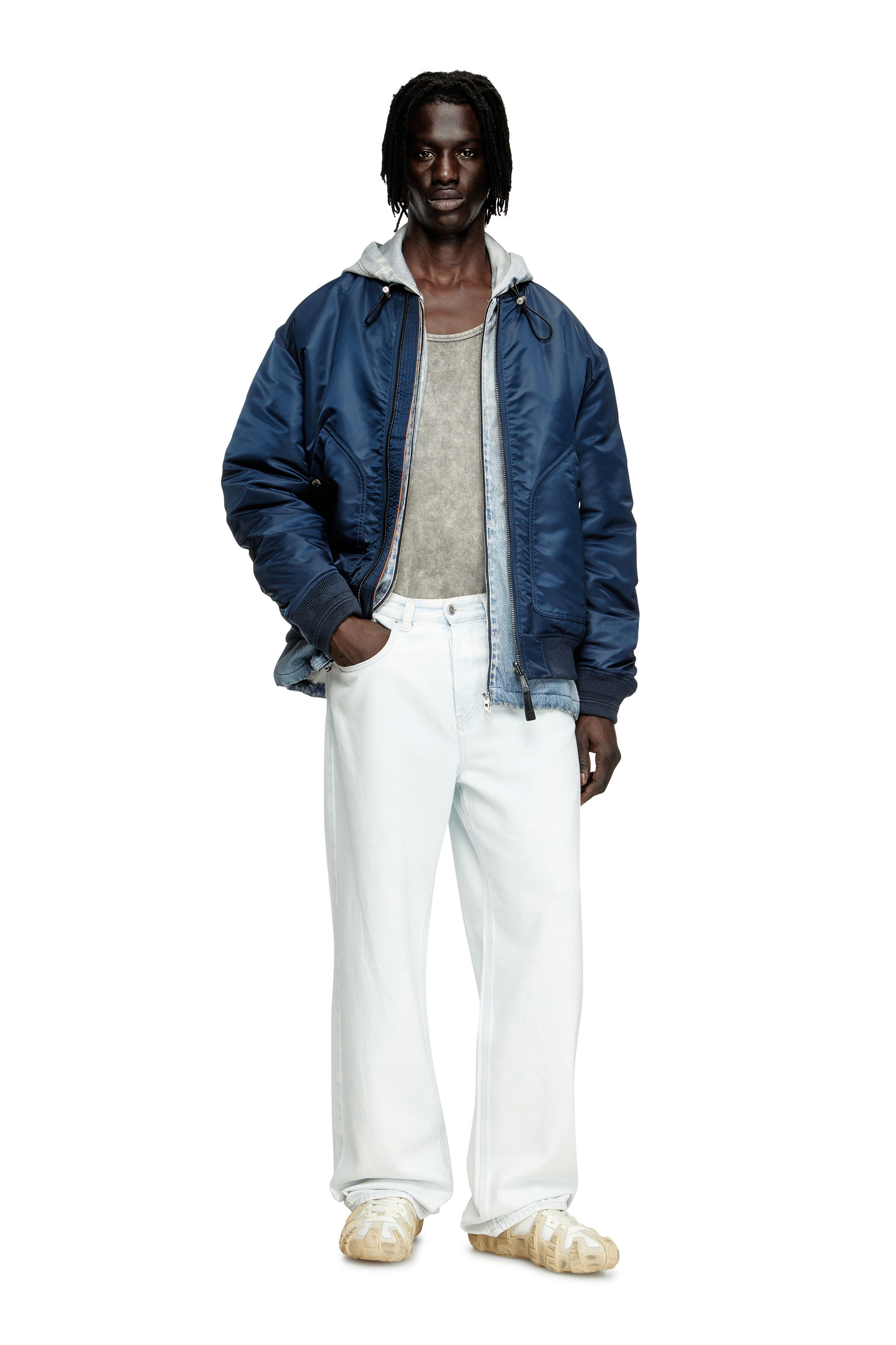 S-D-GRIFFE LOW, White/Beige Diesel - S-D-GRIFFE LOW, Man's S-D-Griffe - Nylon sneakers in White/Beige - 7