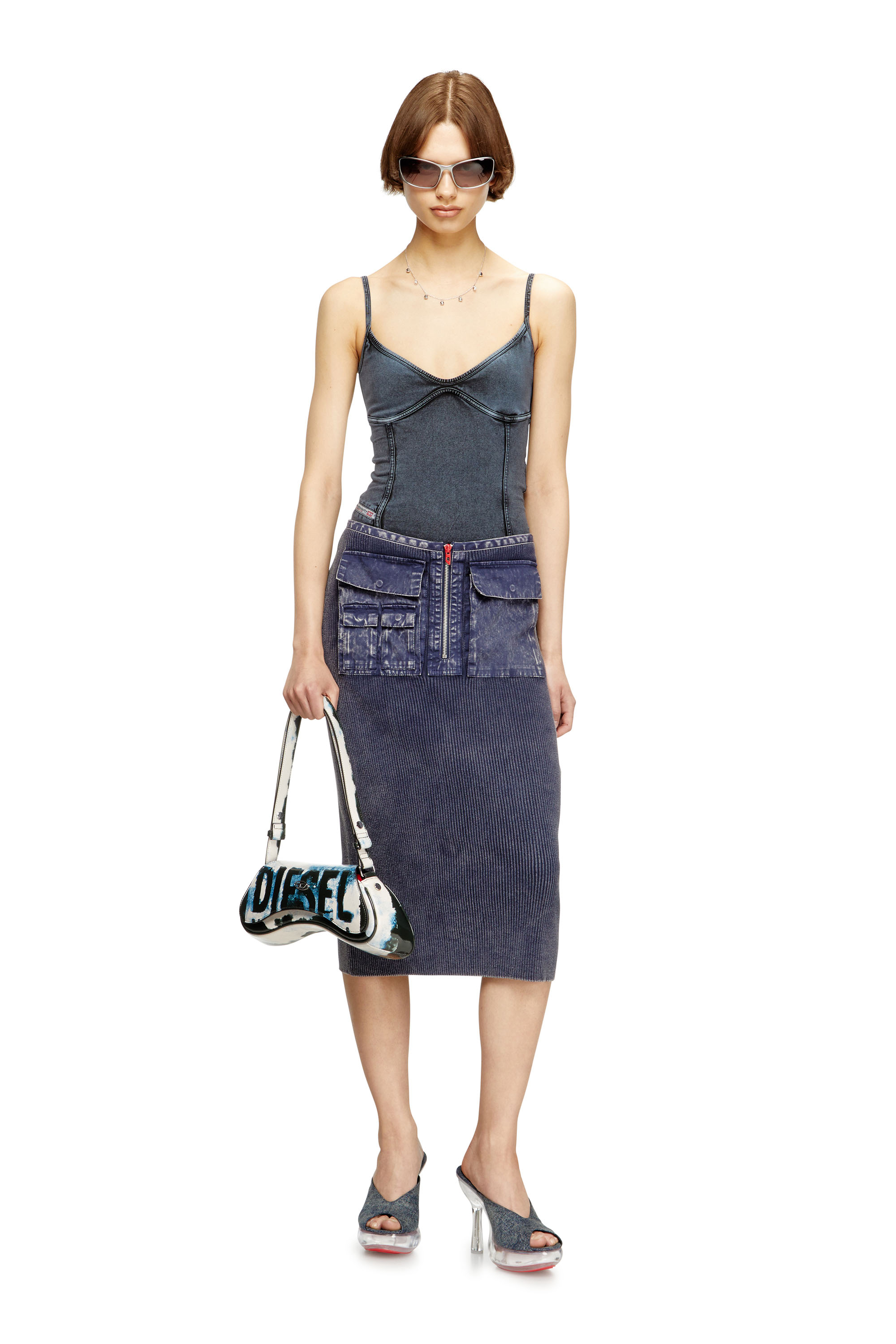 Diesel - PLAY CROSSBODY, Woman's Play-Shoulder bag in printed glossy PU in White/Black - 6