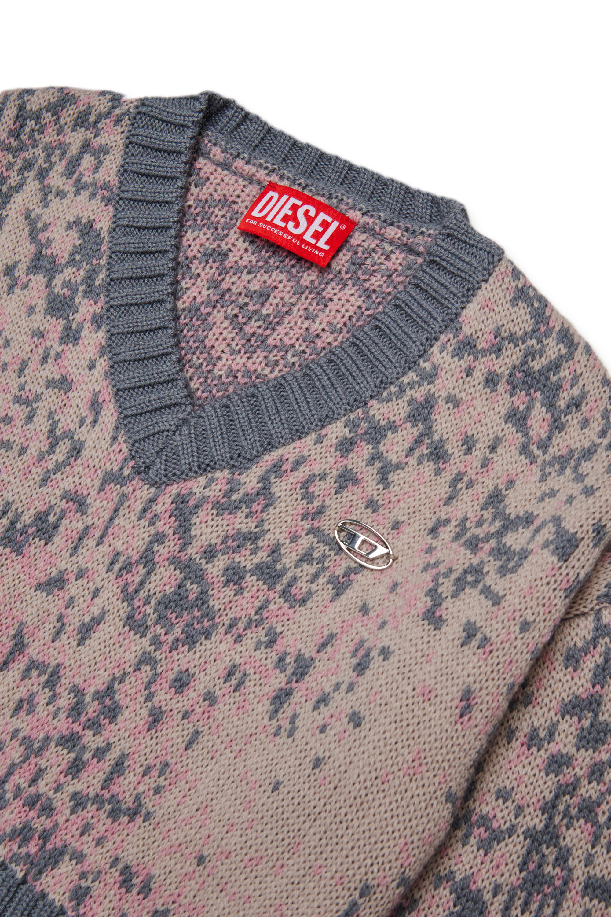 Diesel - KMRENZA, Woman's Wool sweater with V-neck in Pink - 4