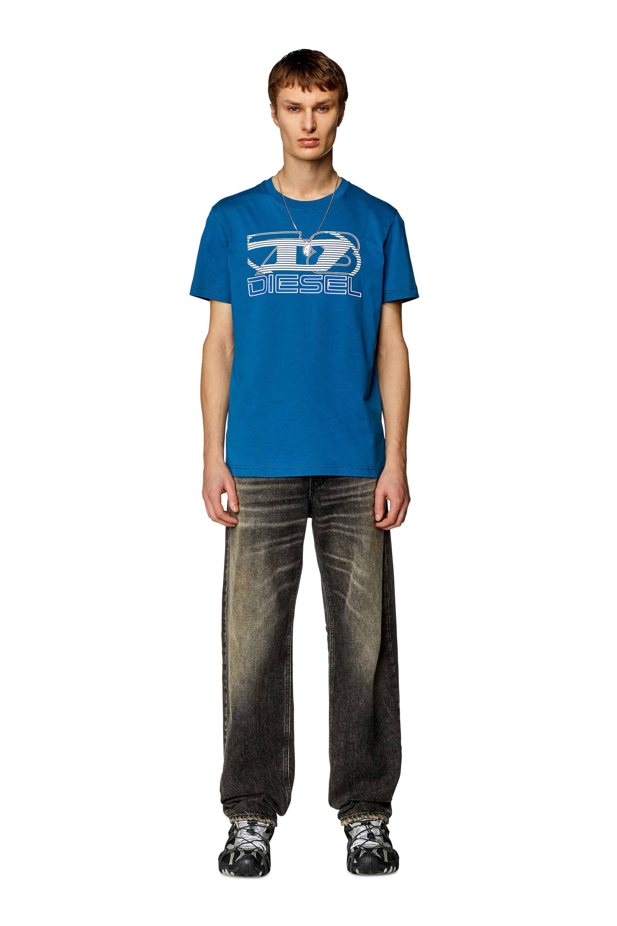 Diesel - T-DIEGOR-K74, Man T-shirt with Oval D 78 print in Blue - Image 2