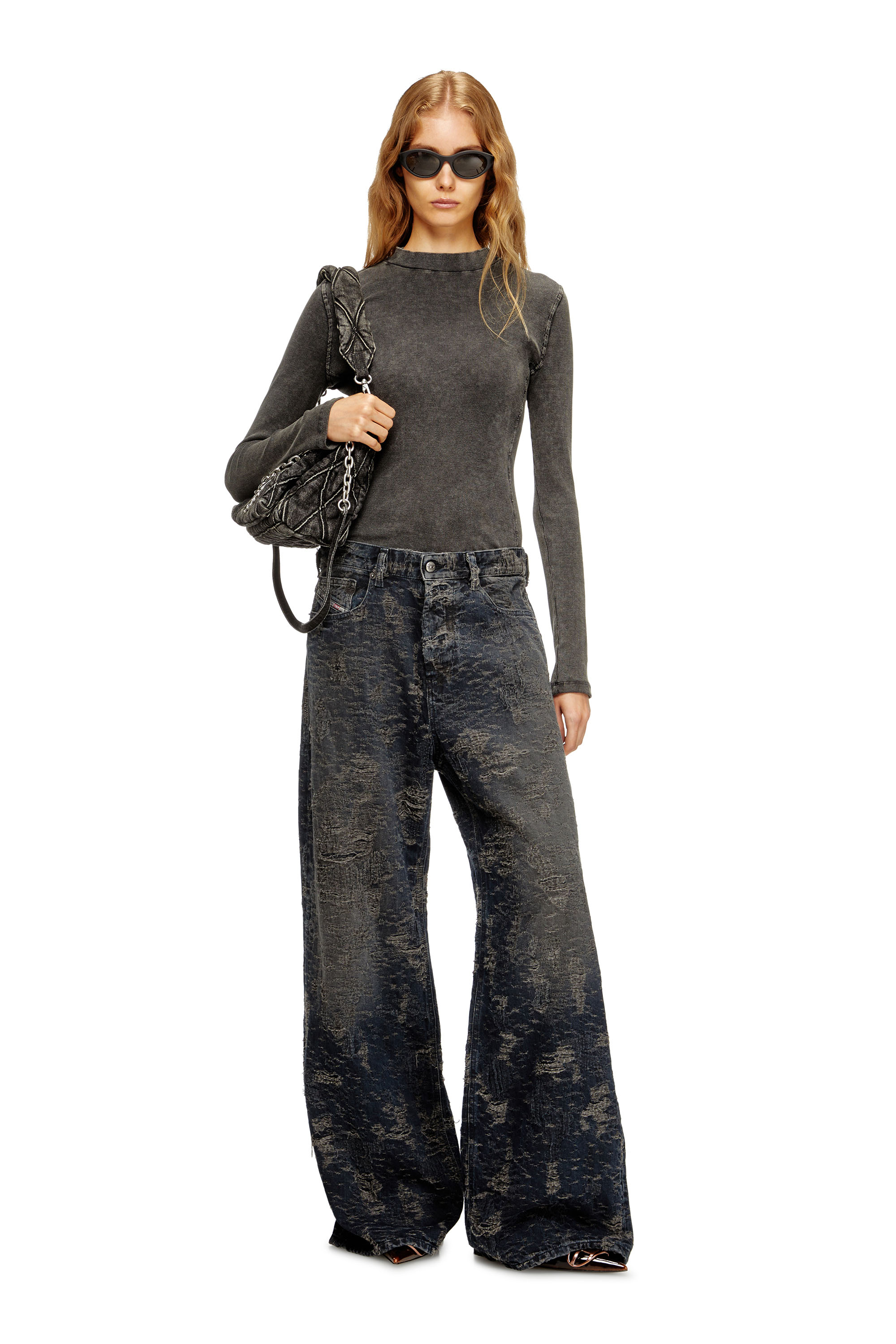 Diesel - Woman's Relaxed Jeans 1996 D-Sire 007BV, Black/Dark grey - 2